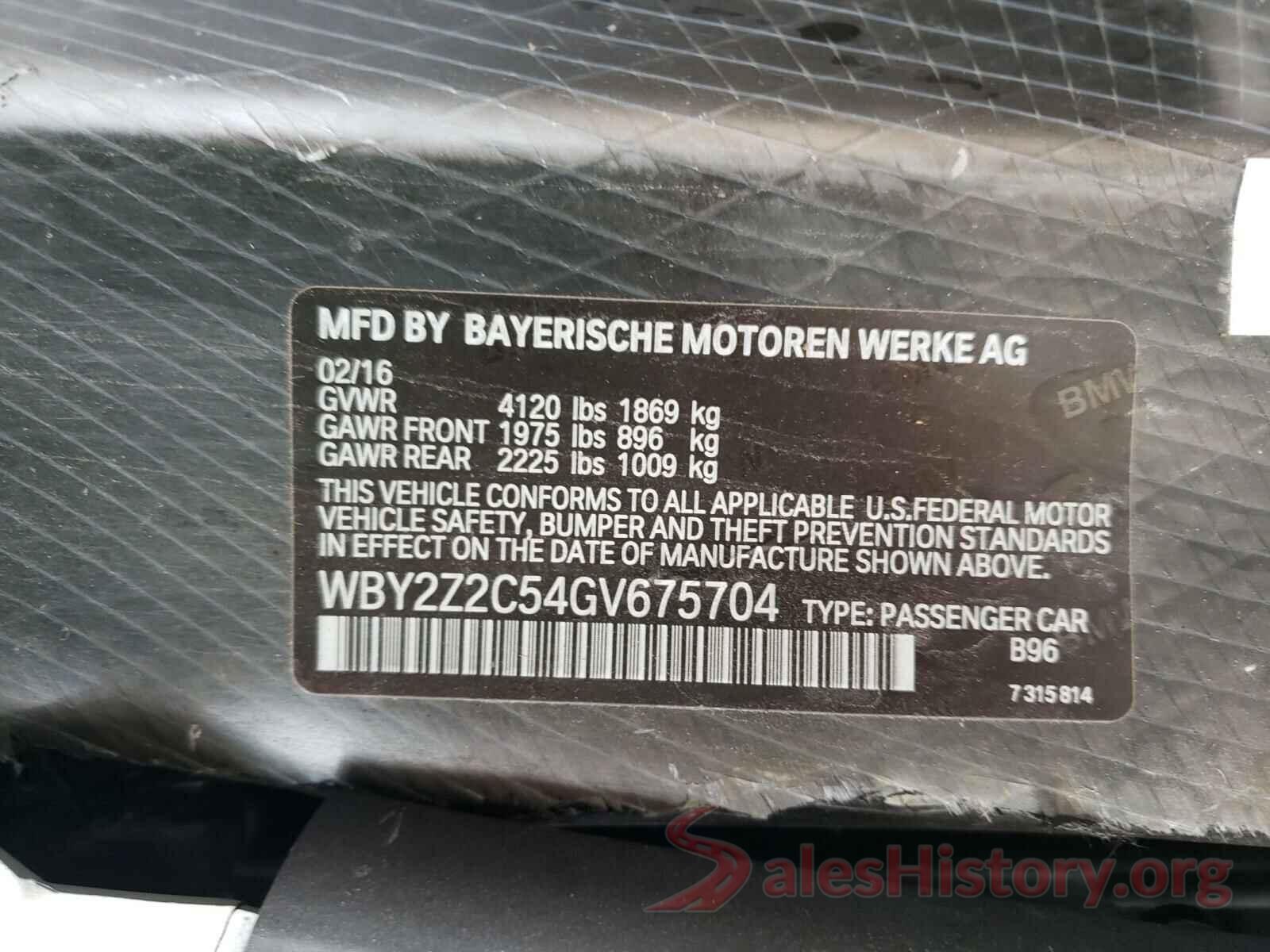 WBY2Z2C54GV675704 2016 BMW I SERIES