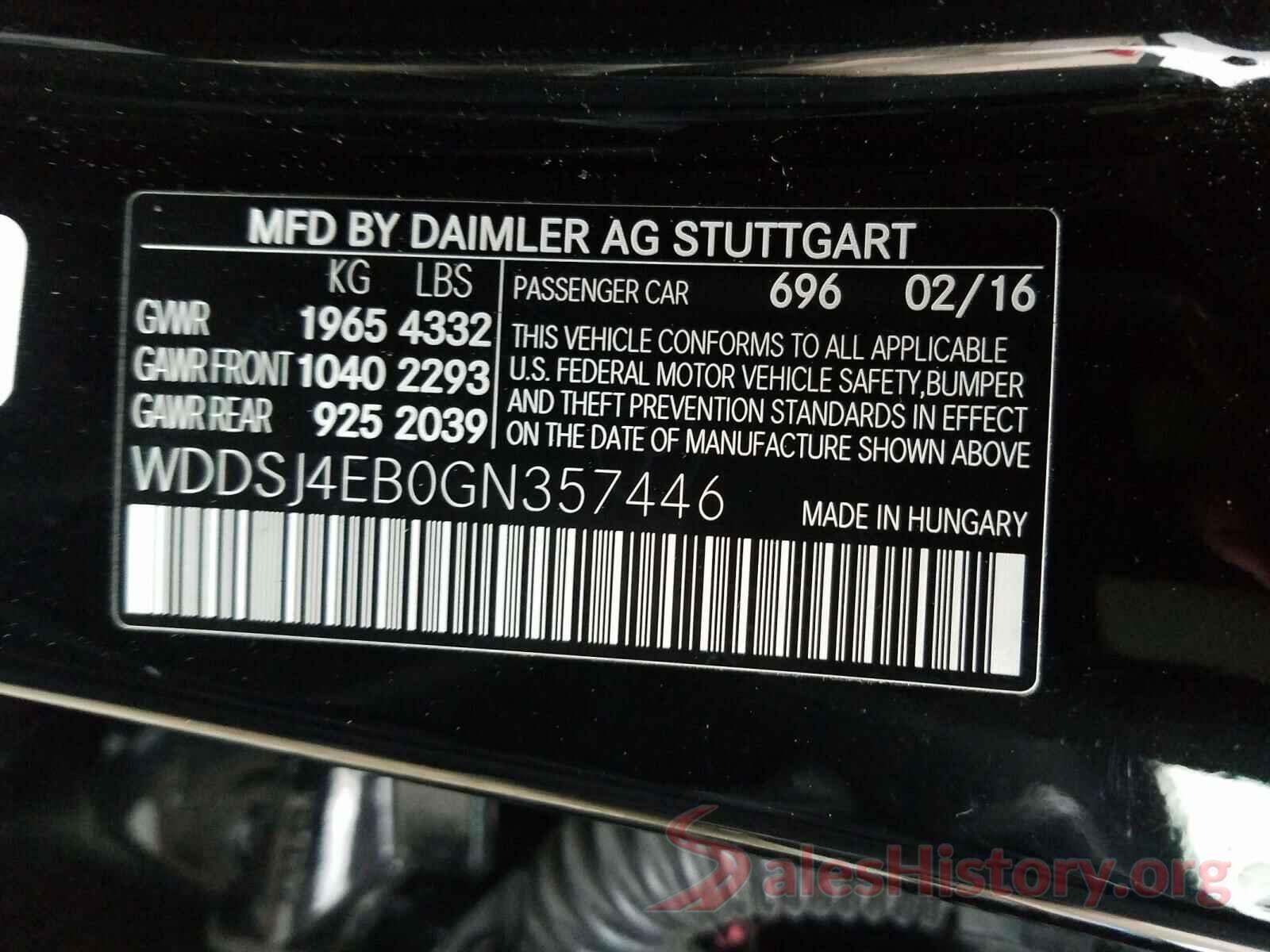 WDDSJ4EB0GN357446 2016 MERCEDES-BENZ C CLASS