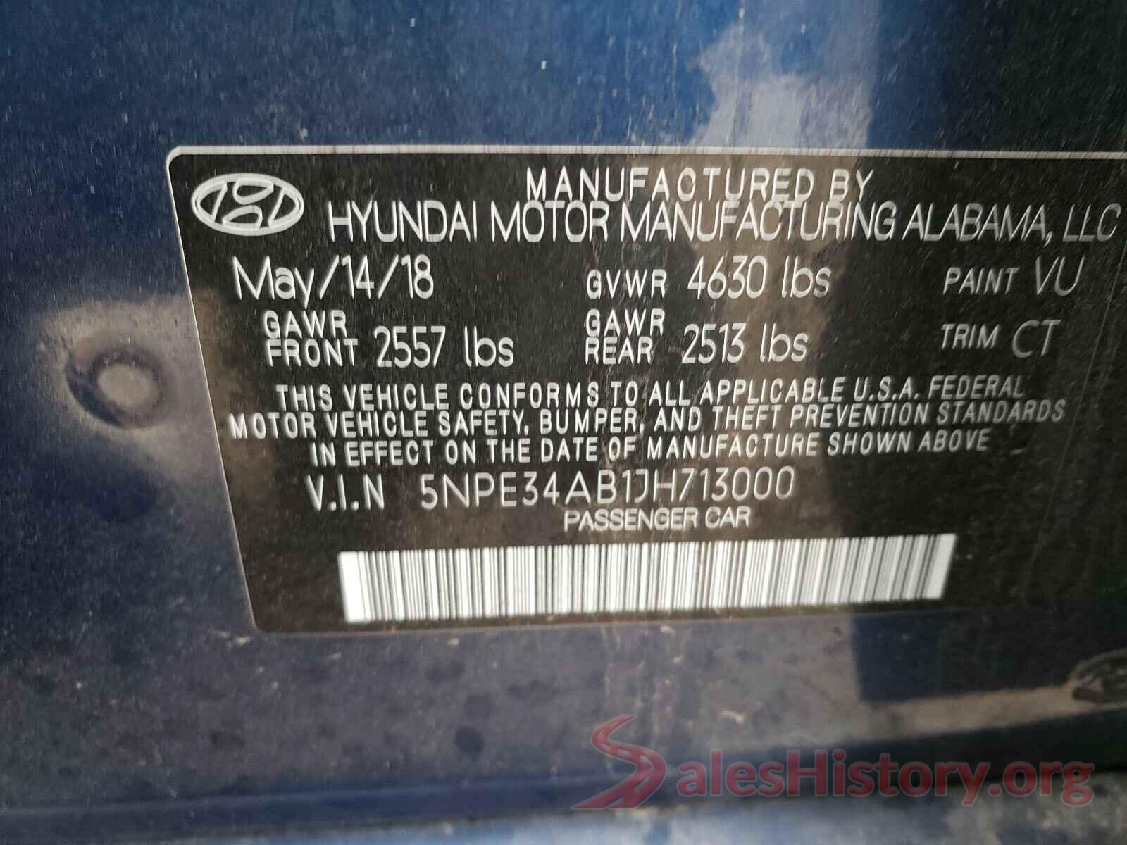 5NPE34AB1JH713000 2018 HYUNDAI SONATA