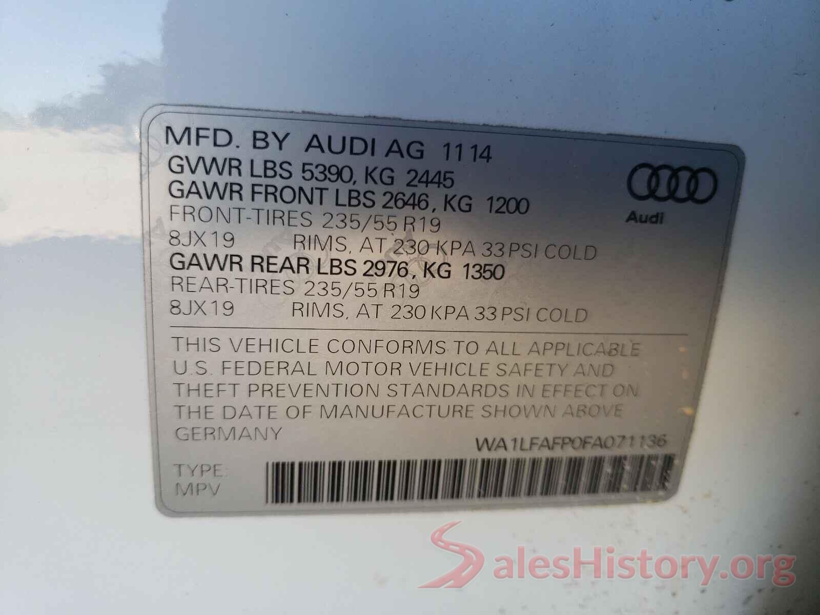 WA1LFAFP0FA071136 2015 AUDI Q5