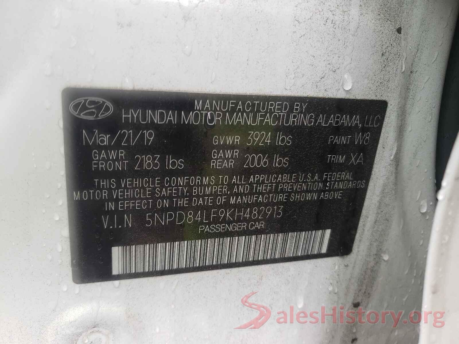 5NPD84LF9KH482913 2019 HYUNDAI ELANTRA