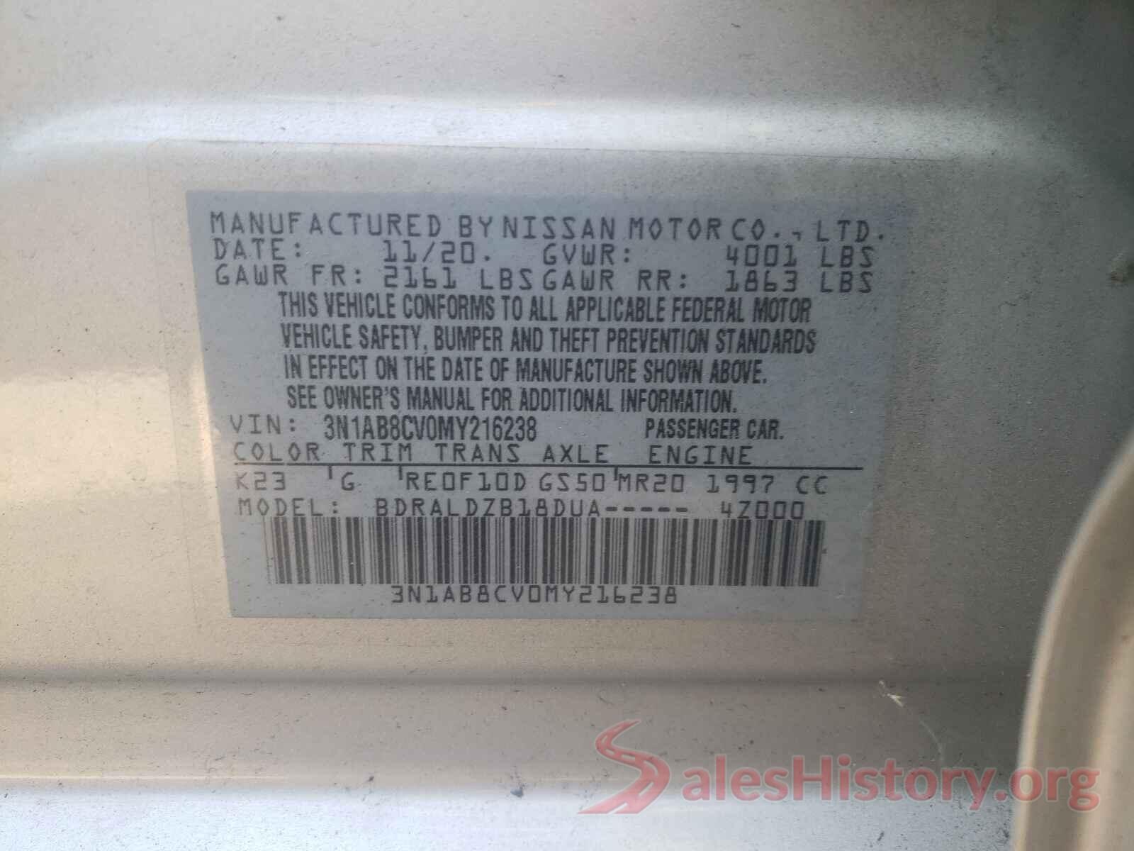 3N1AB8CV0MY216238 2021 NISSAN SENTRA