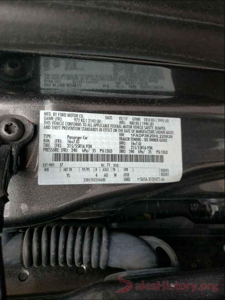 1FADP3K20HL225628 2017 FORD FOCUS