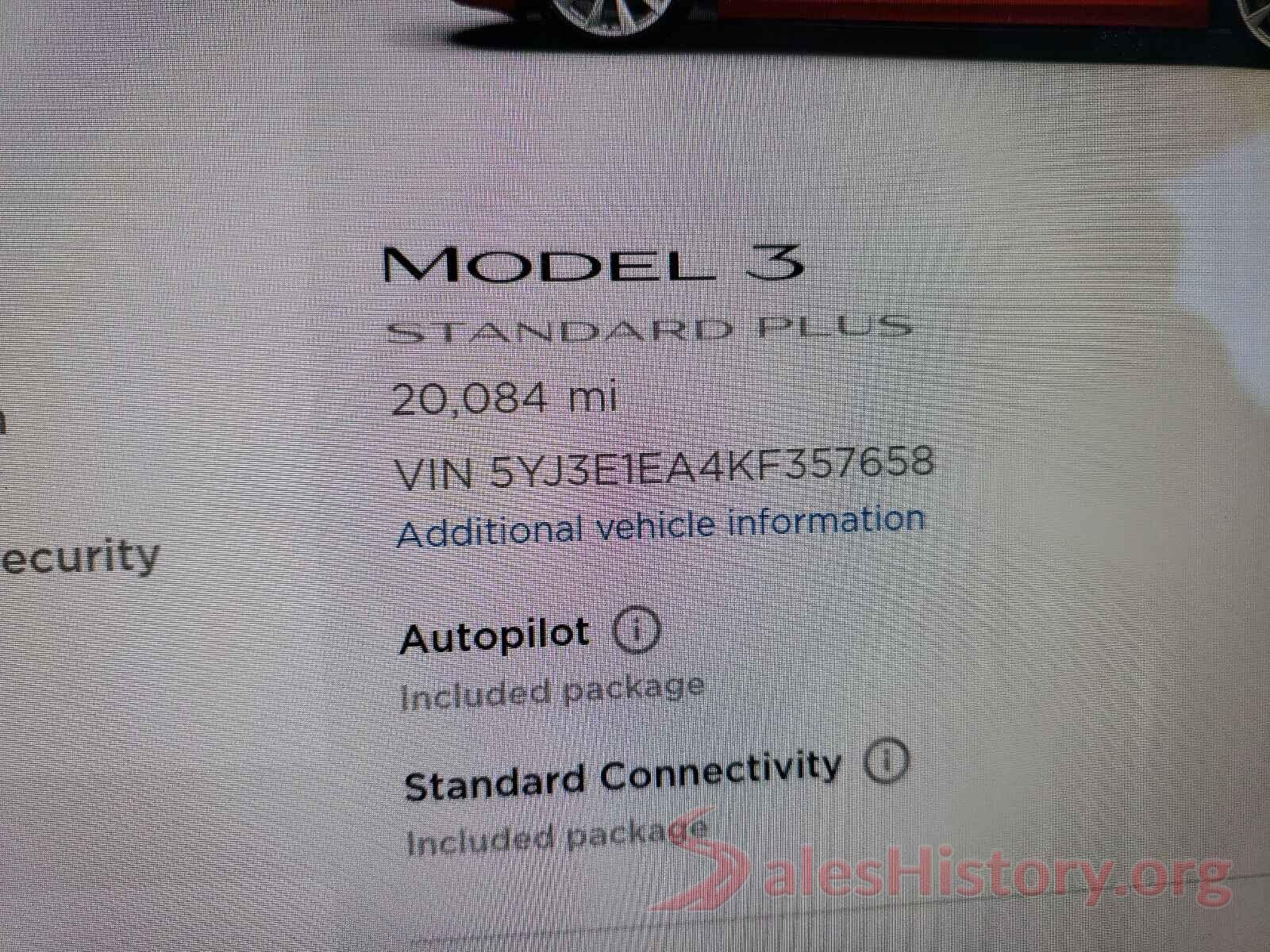 5YJ3E1EA4KF357658 2019 TESLA MODEL 3