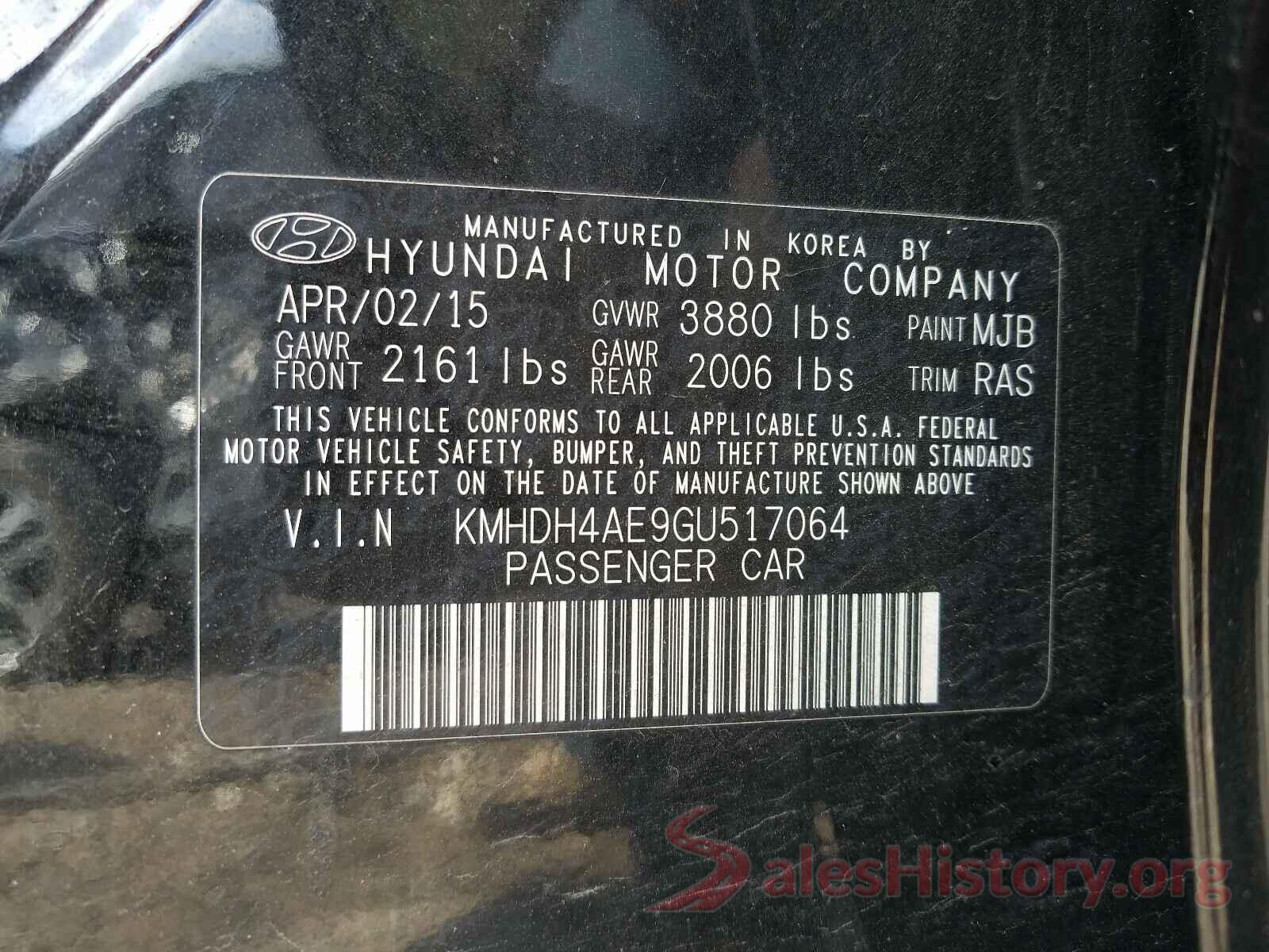 KMHDH4AE9GU517064 2016 HYUNDAI ELANTRA