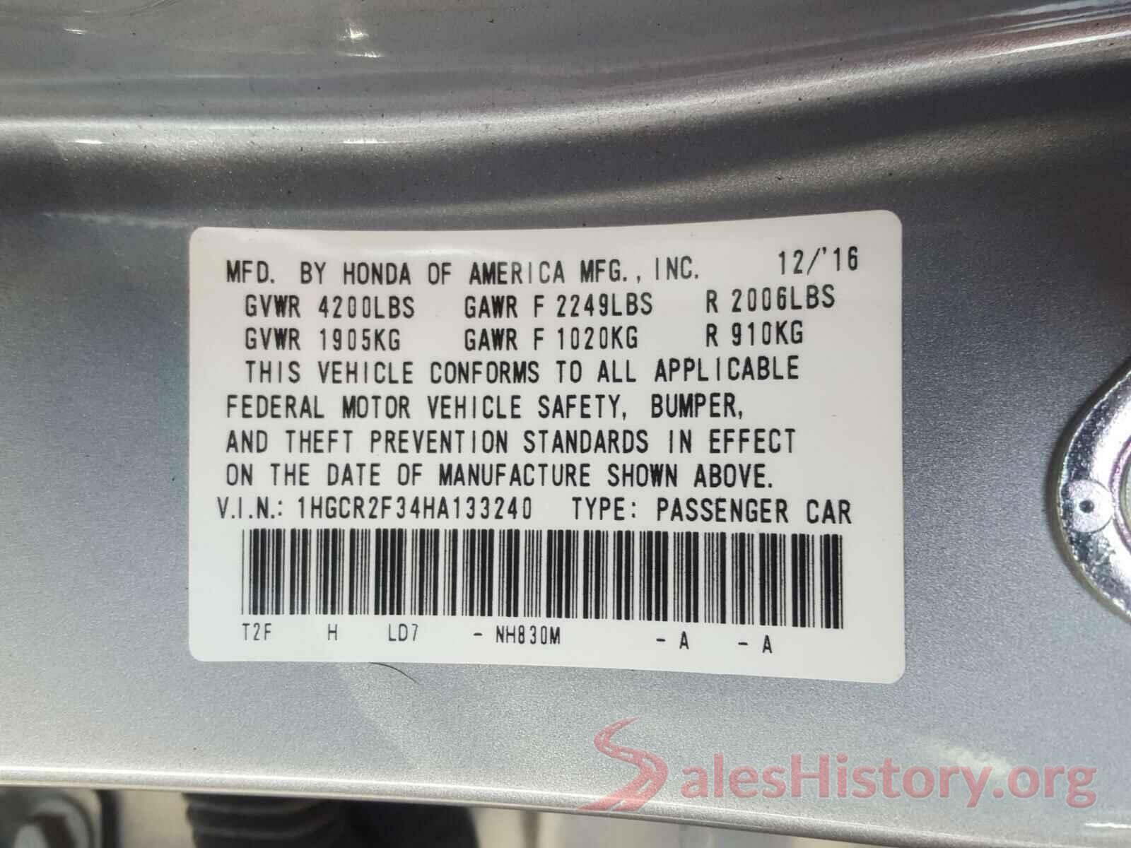 1HGCR2F34HA133240 2017 HONDA ACCORD