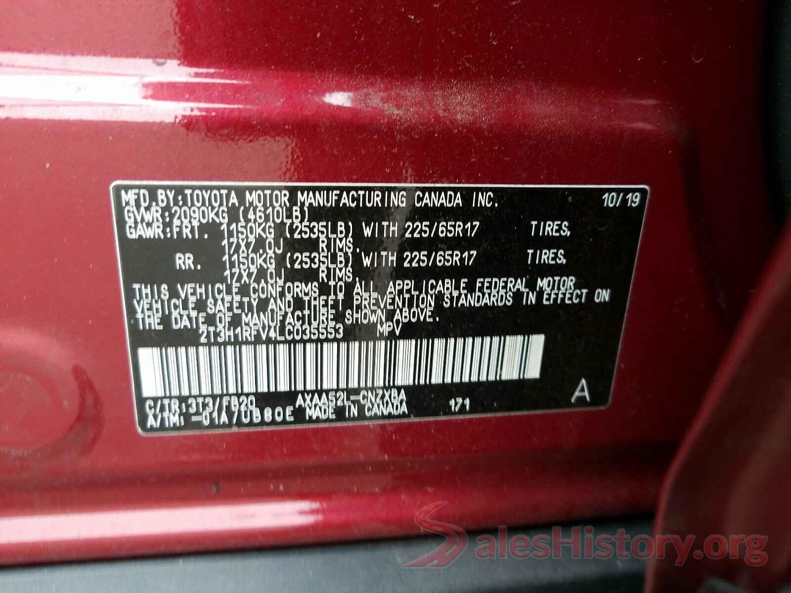 2T3H1RFV4LC035553 2020 TOYOTA RAV4