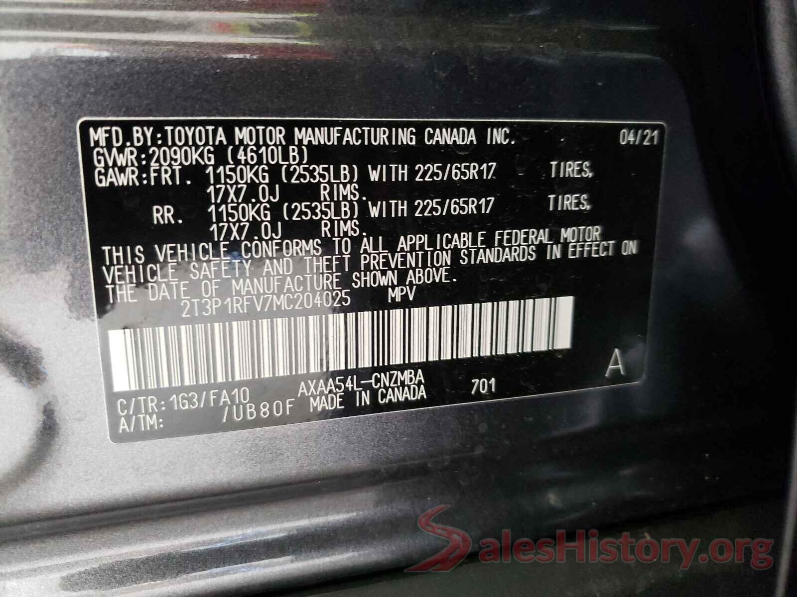 2T3P1RFV7MC204025 2021 TOYOTA RAV4