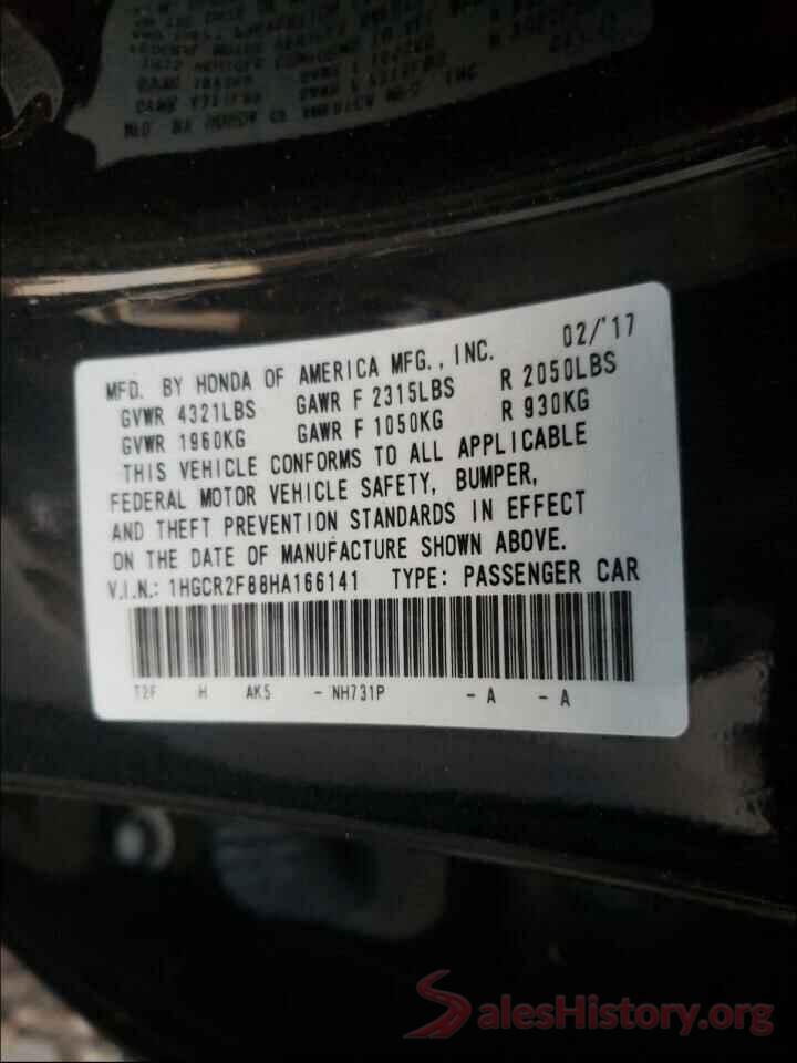 1HGCR2F88HA166141 2017 HONDA ACCORD