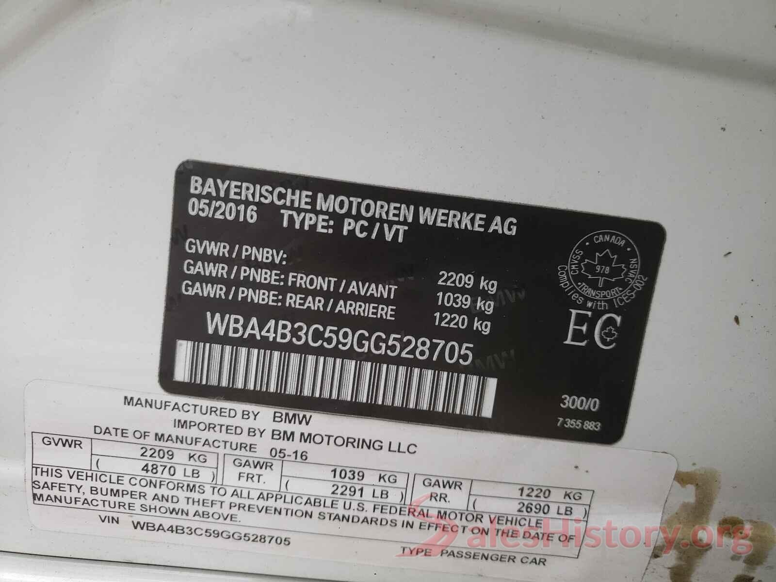 WBA4B3C59GG528705 2016 BMW 4 SERIES