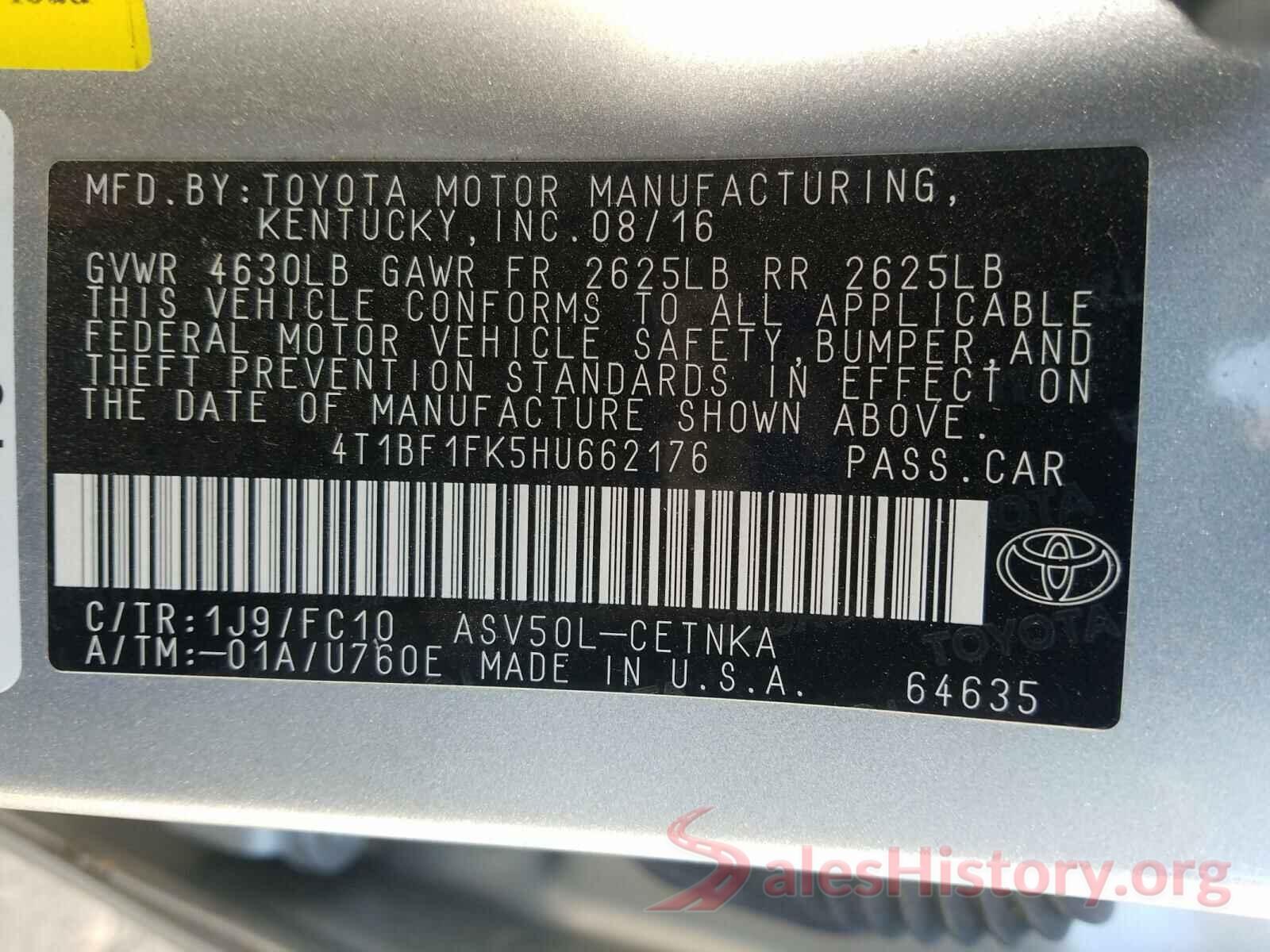 4T1BF1FK5HU662176 2017 TOYOTA CAMRY