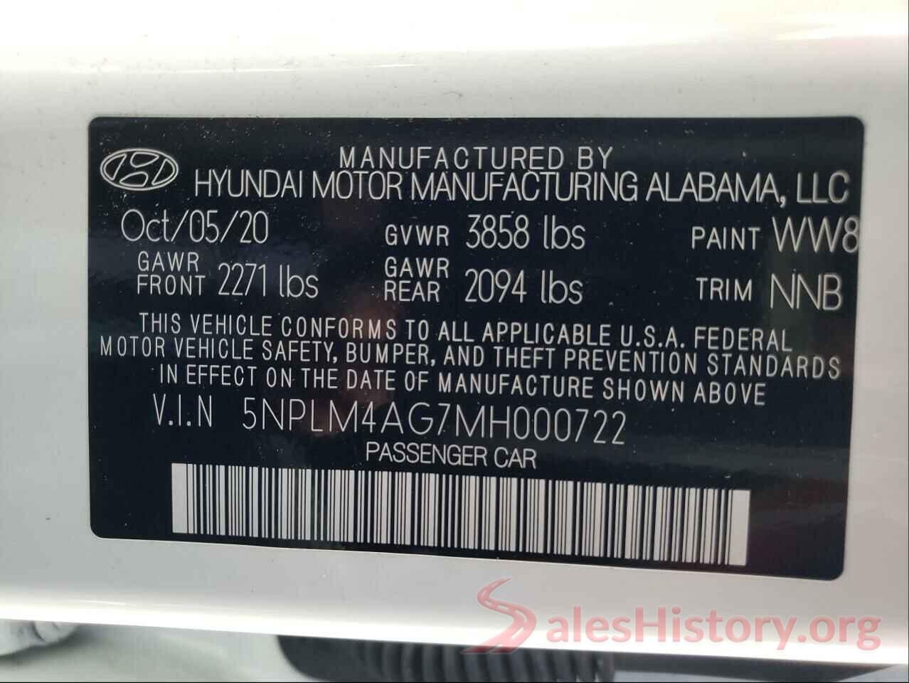 5NPLM4AG7MH000722 2021 HYUNDAI ELANTRA