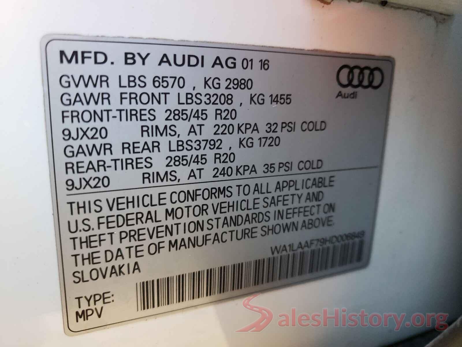 WA1LAAF79HD006849 2017 AUDI Q7