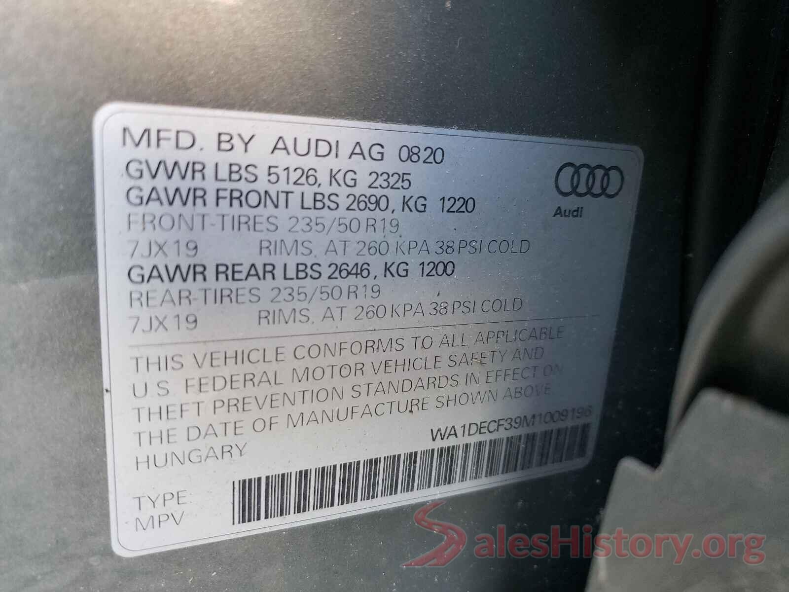 WA1DECF39M1009196 2021 AUDI Q3