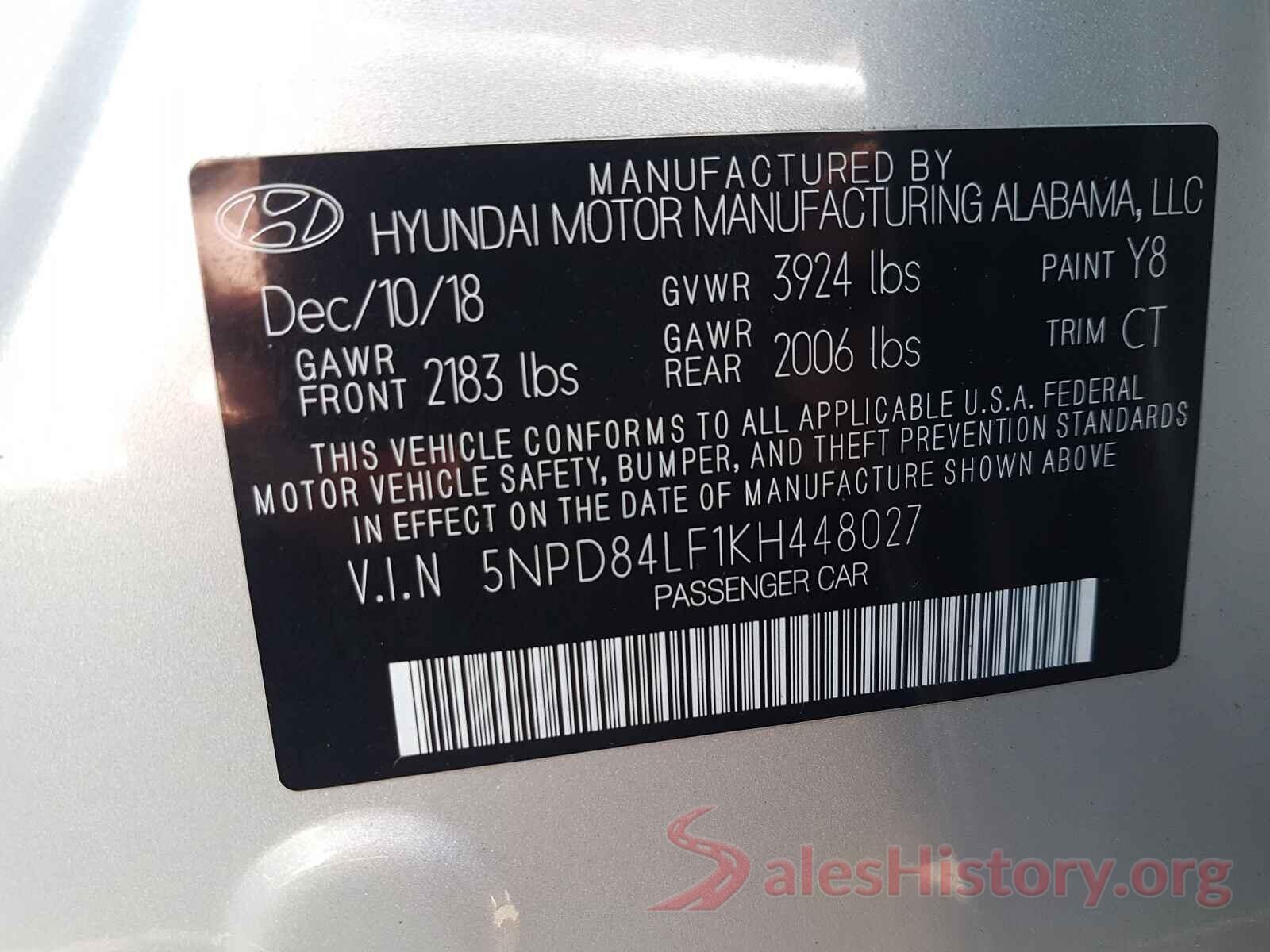 5NPD84LF1KH448027 2019 HYUNDAI ELANTRA