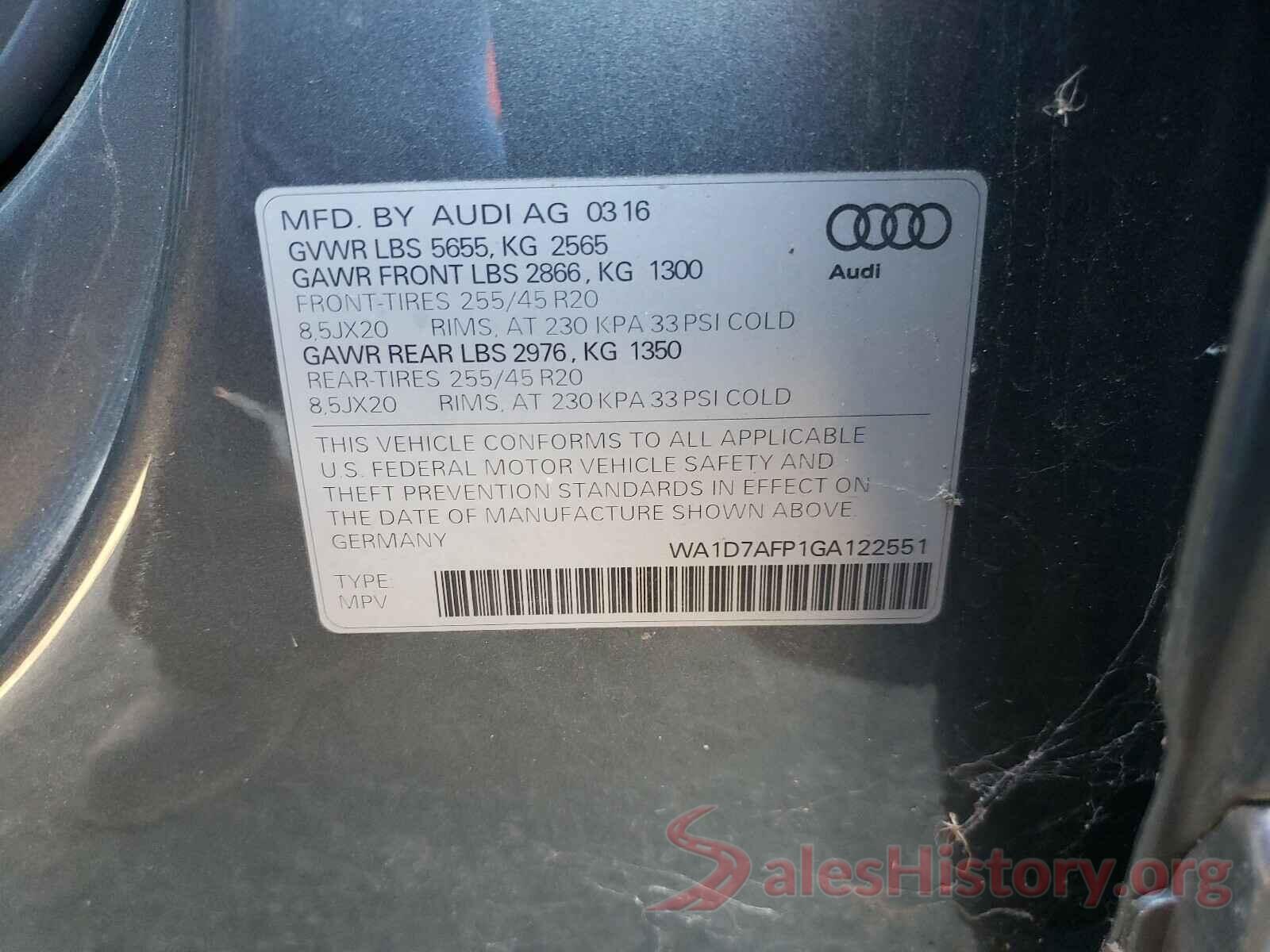 WA1D7AFP1GA122551 2016 AUDI Q5