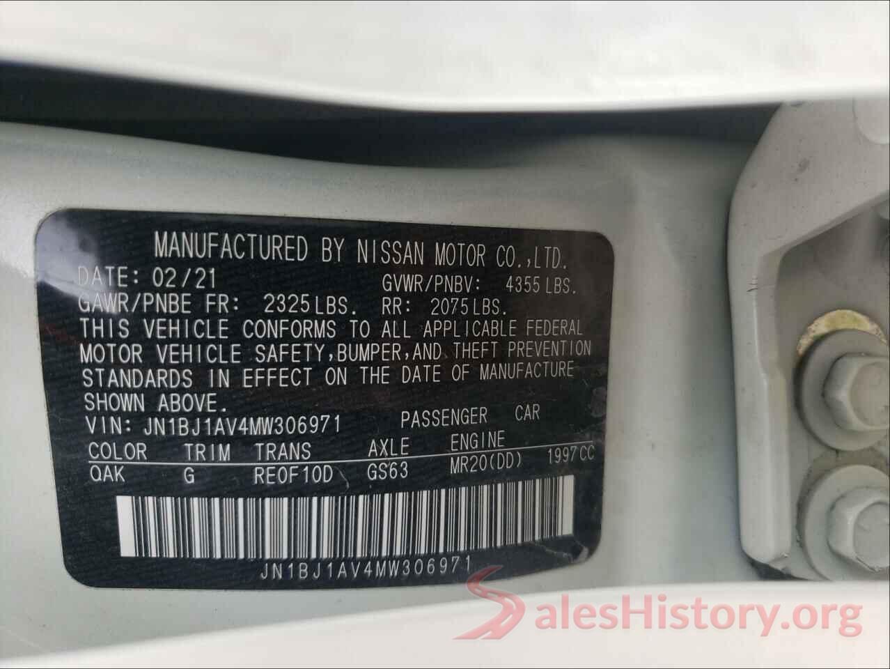 JN1BJ1AV4MW306971 2021 NISSAN ROGUE