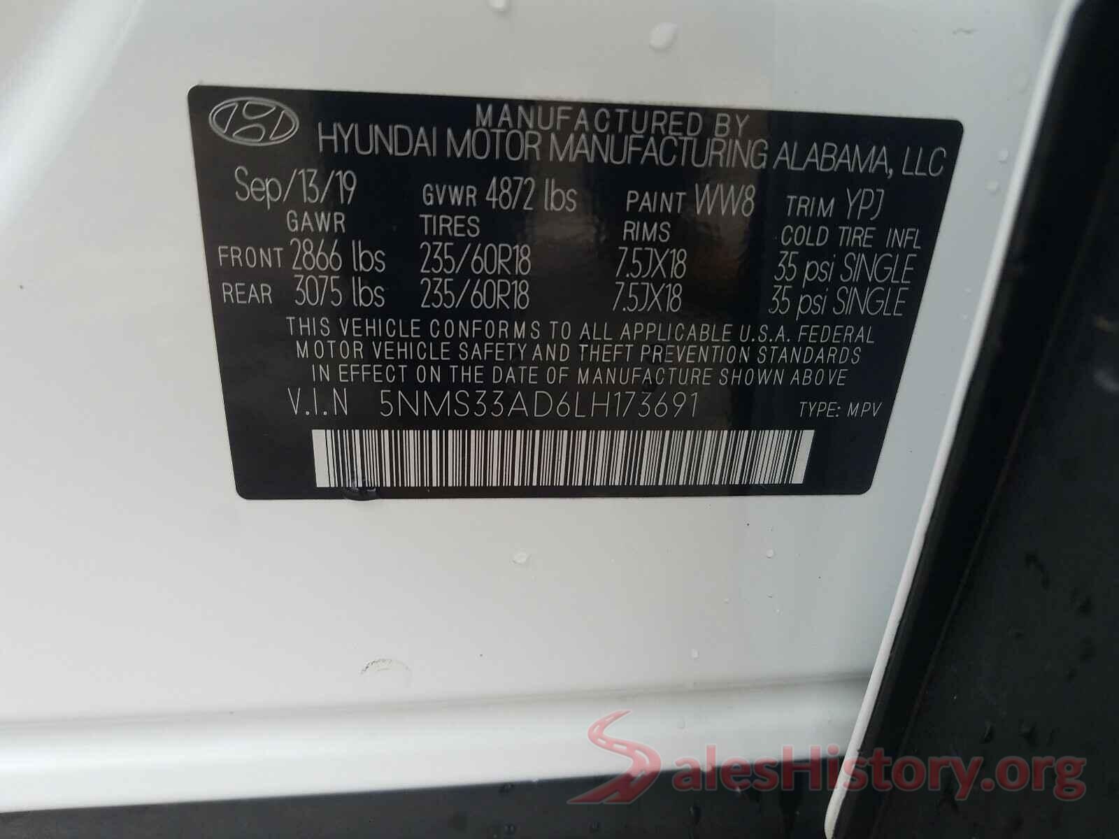 5NMS33AD6LH173691 2020 HYUNDAI SANTA FE