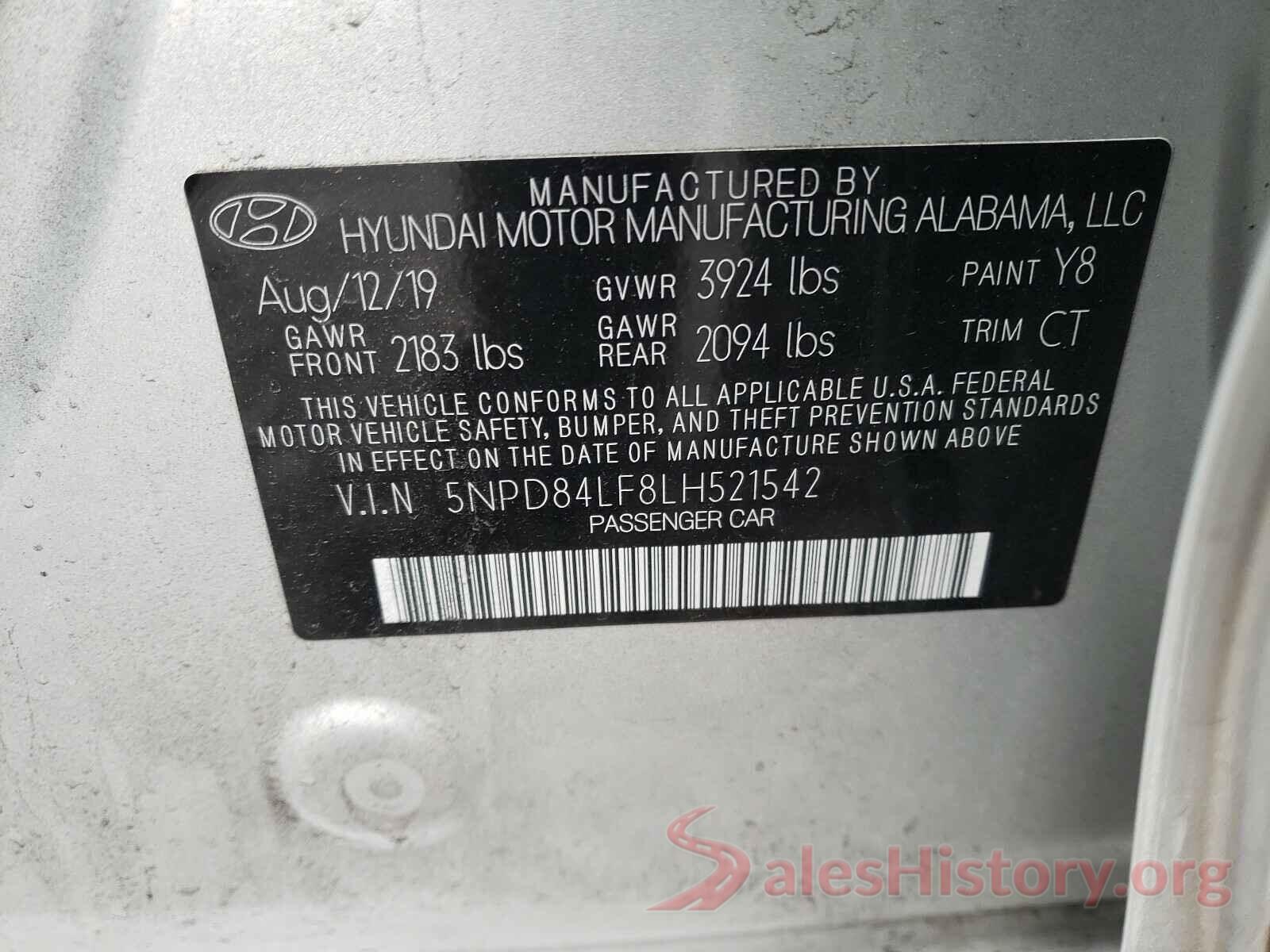 5NPD84LF8LH521542 2020 HYUNDAI ELANTRA