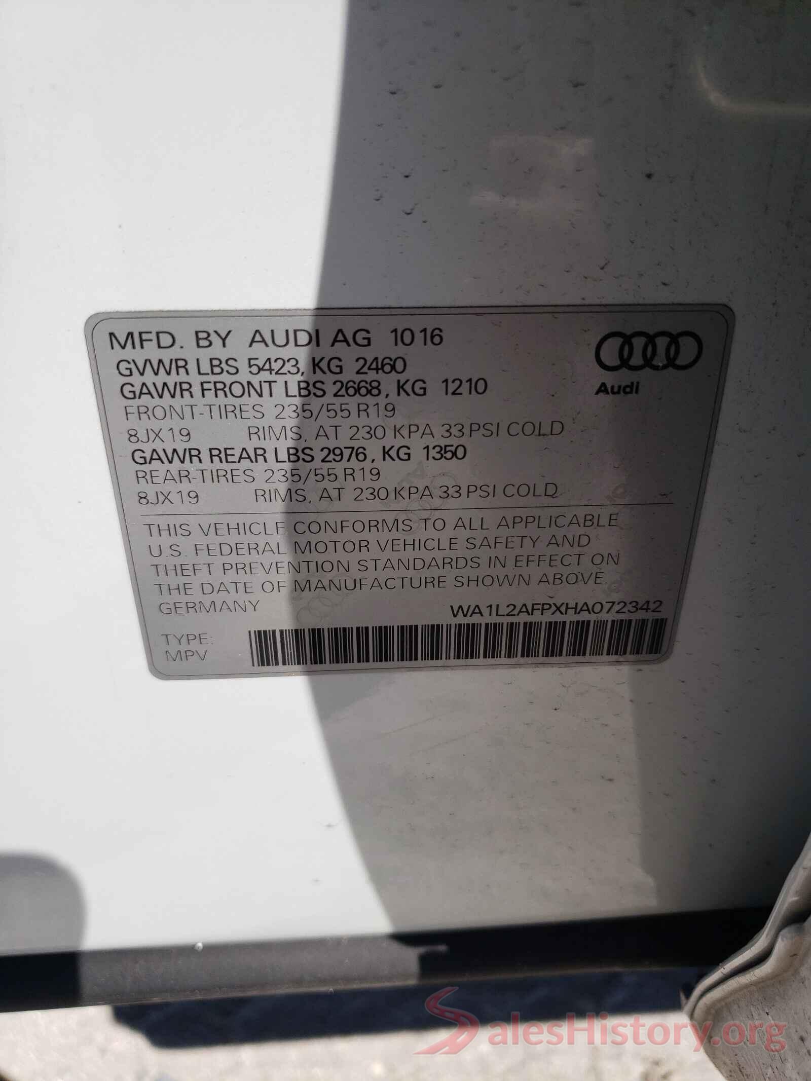 WA1L2AFPXHA072342 2017 AUDI Q5