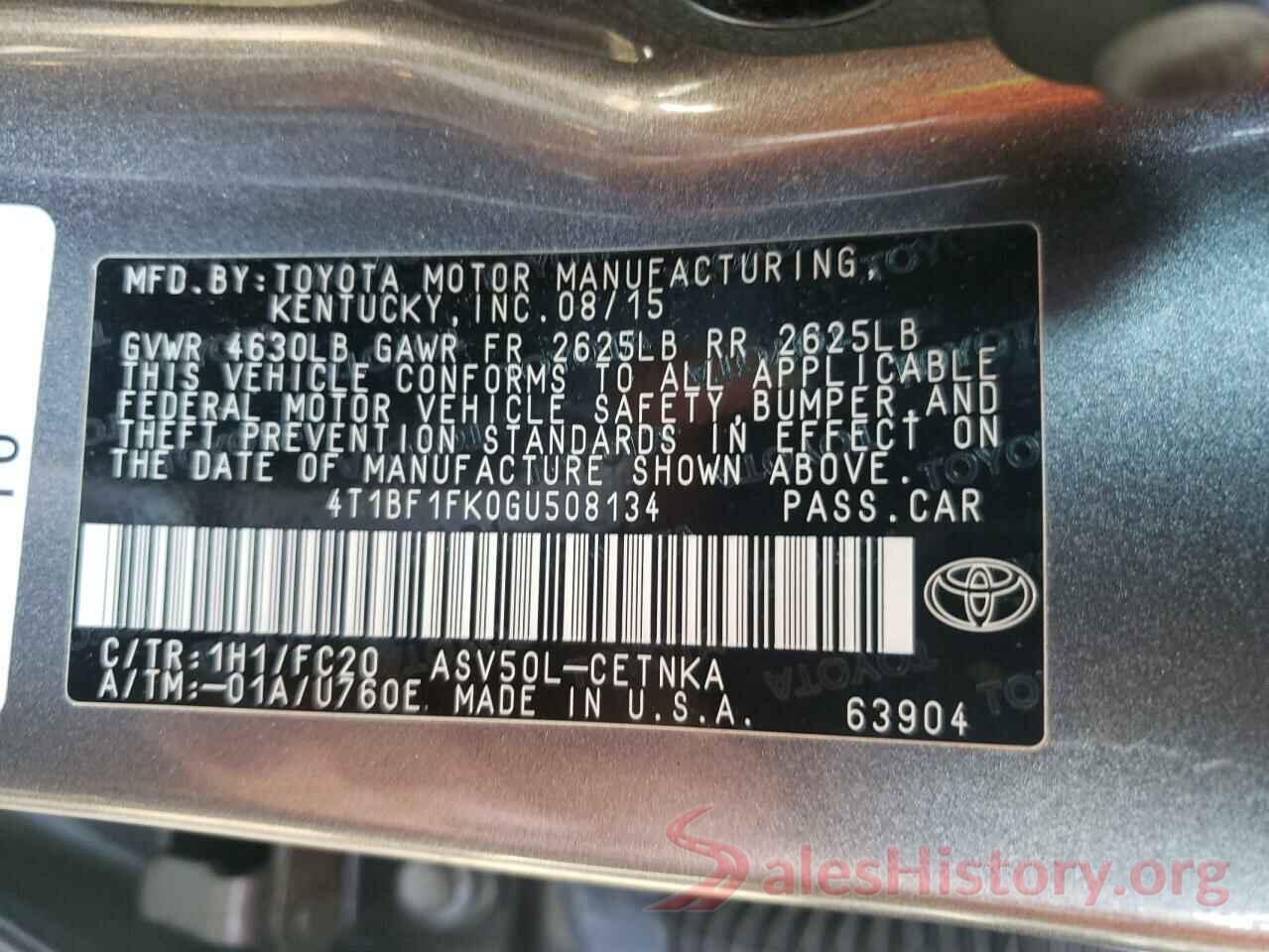 4T1BF1FK0GU508134 2016 TOYOTA CAMRY