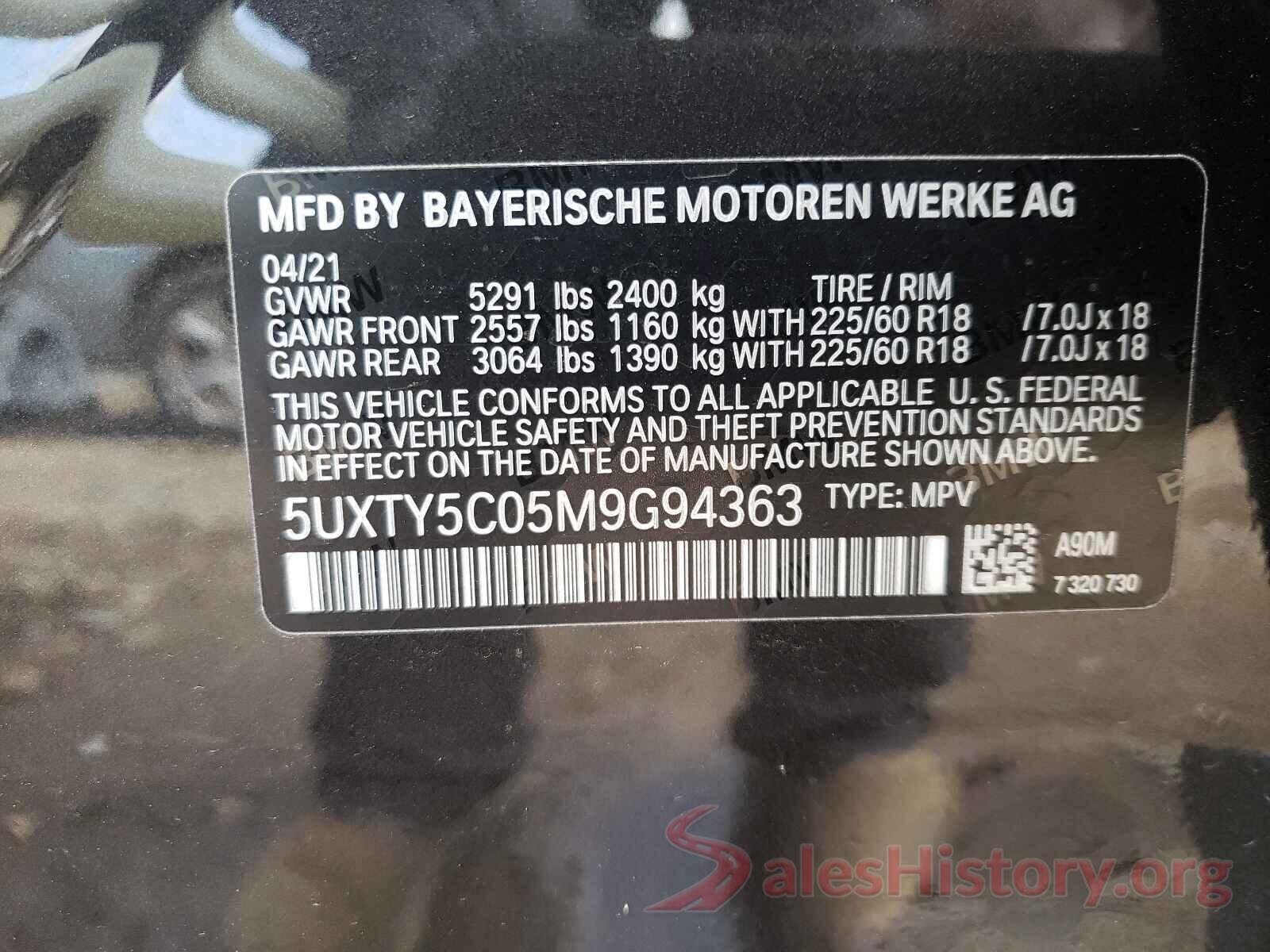 5UXTY5C05M9G94363 2021 BMW X3