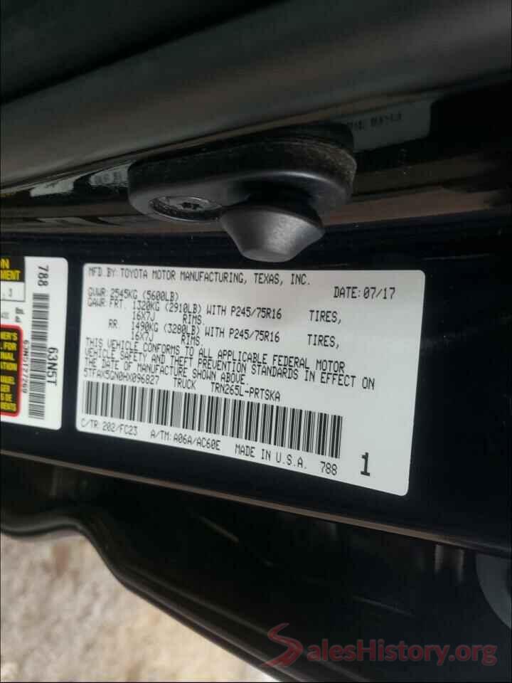 5TFAX5GN0HX096827 2017 TOYOTA TACOMA