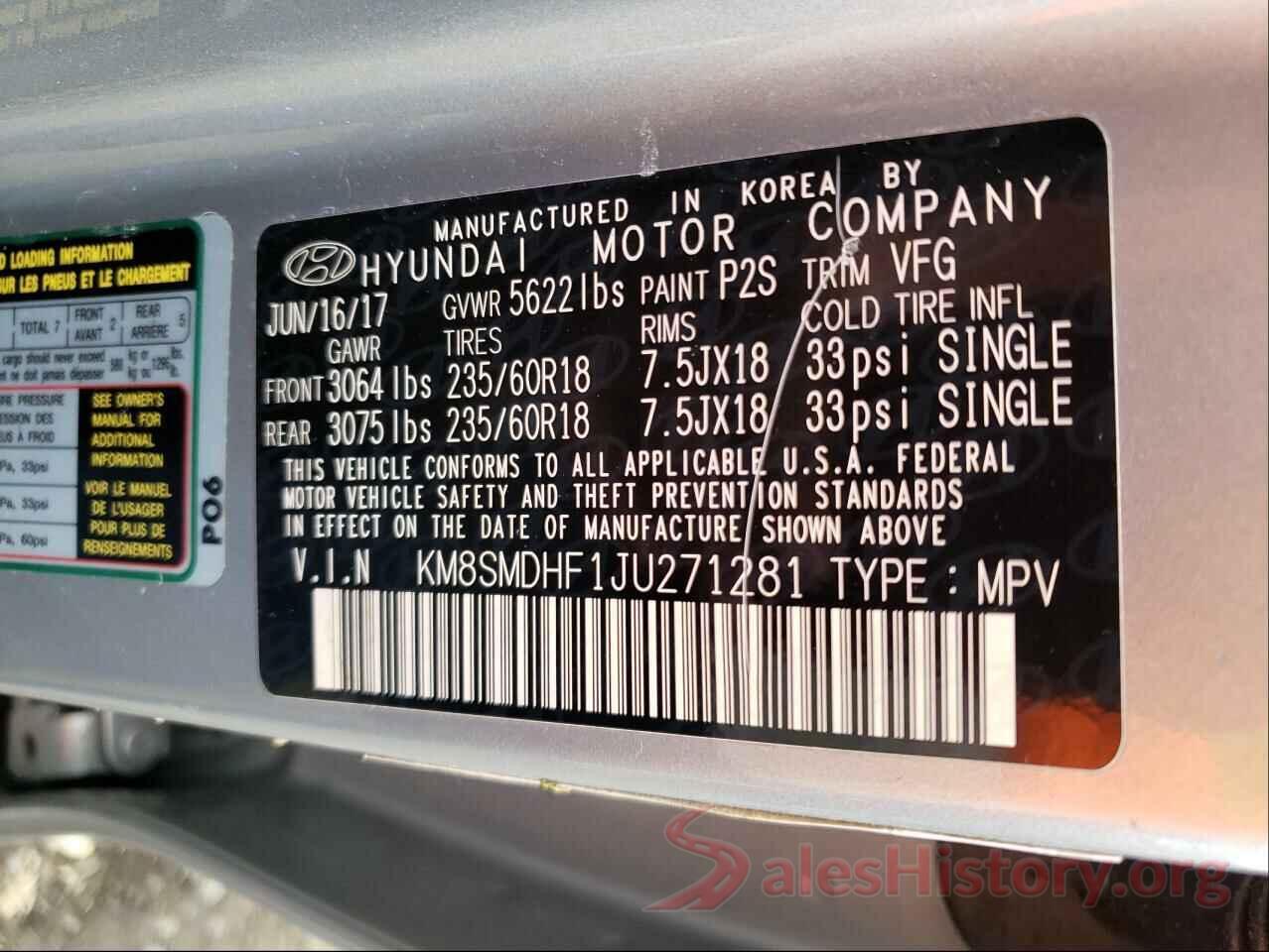 KM8SMDHF1JU271281 2018 HYUNDAI SANTA FE