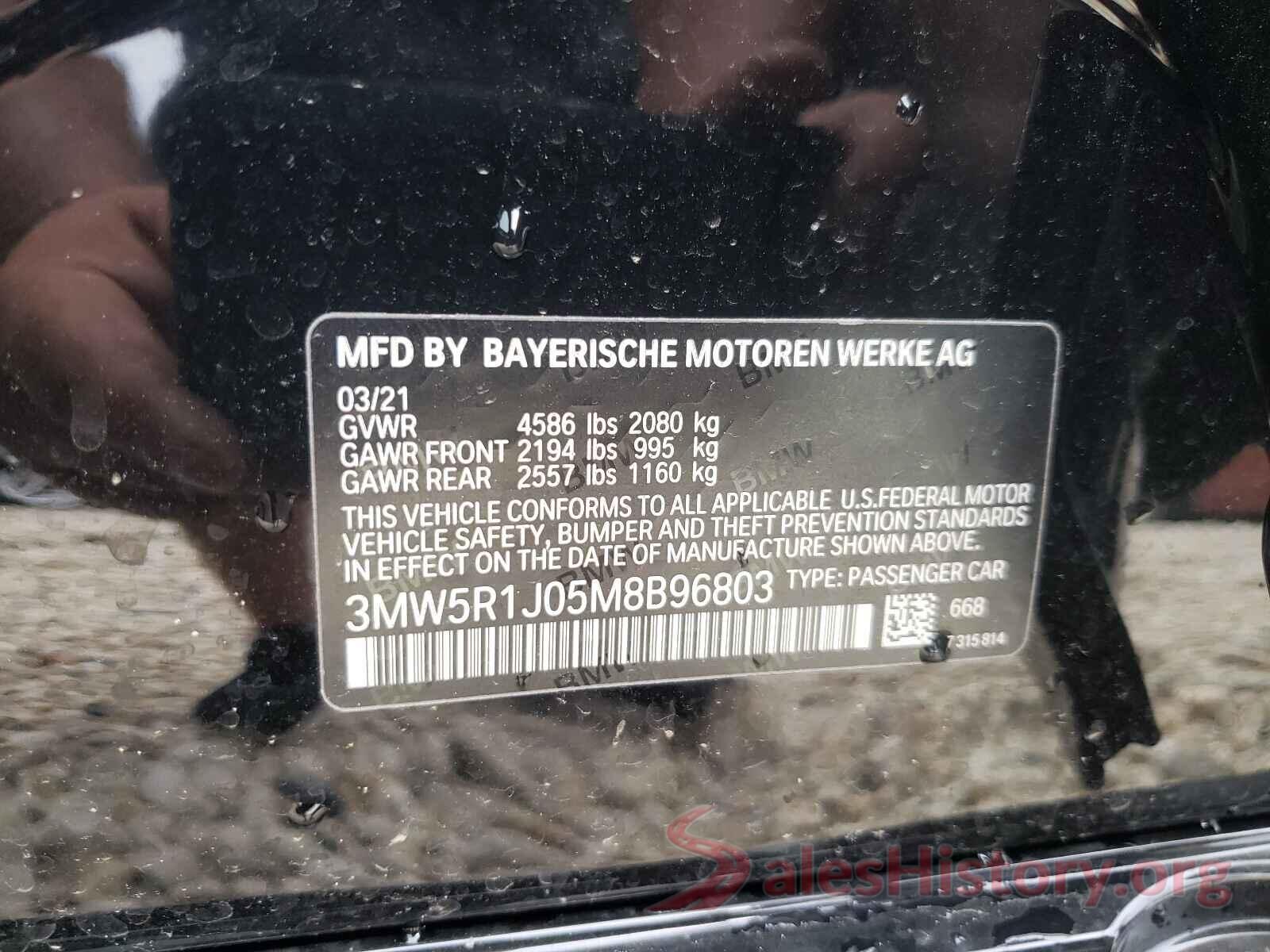 3MW5R1J05M8B96803 2021 BMW 3 SERIES