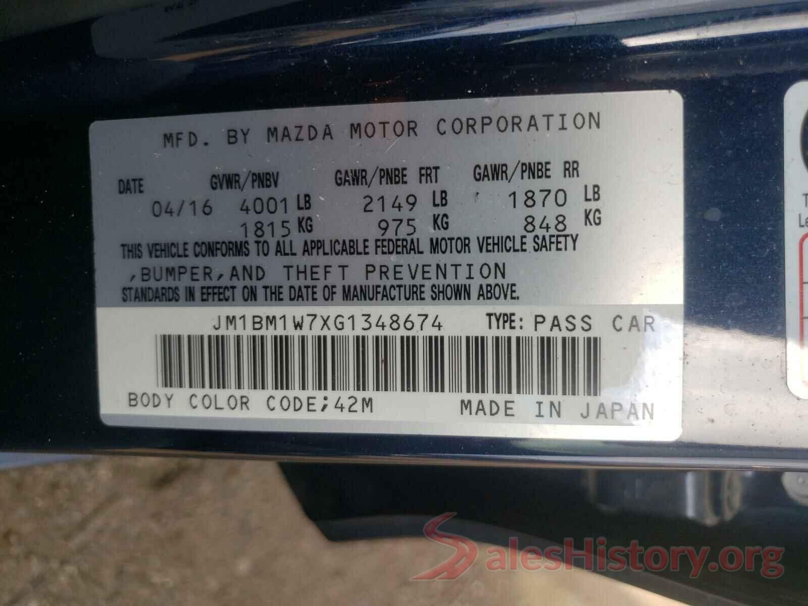 JM1BM1W7XG1348674 2016 MAZDA 3