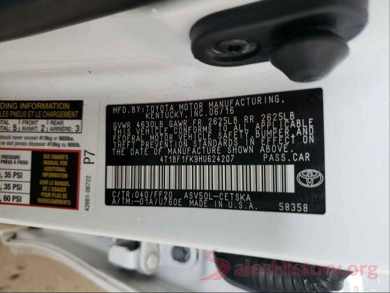 4T1BF1FK9HU624207 2017 TOYOTA CAMRY