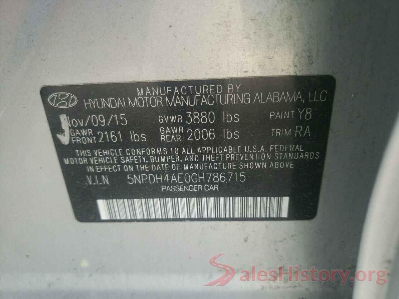 5NPDH4AE0GH786715 2016 HYUNDAI ELANTRA