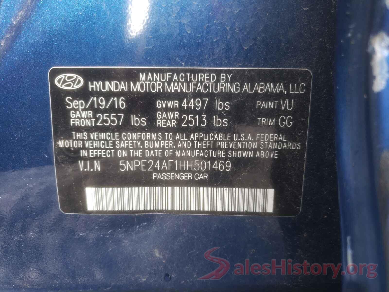 5NPE24AF1HH501469 2017 HYUNDAI SONATA