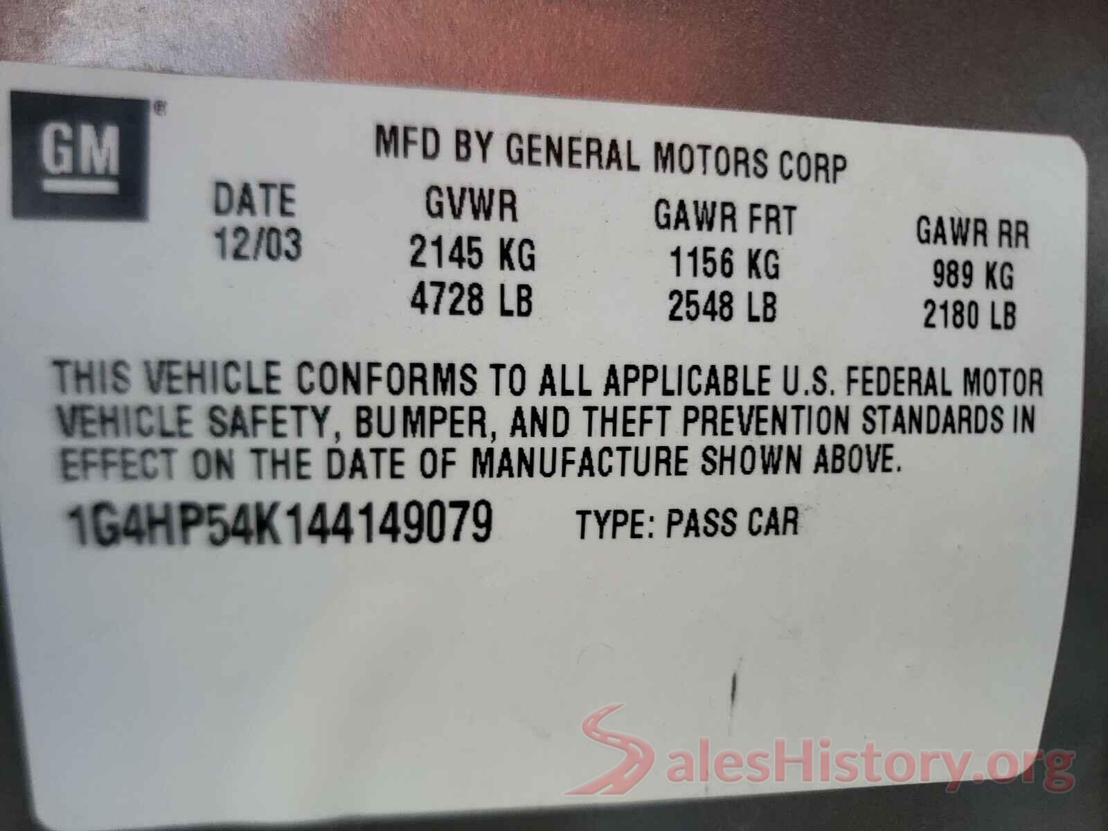 1G4HP54K144149079 2004 BUICK LESABRE