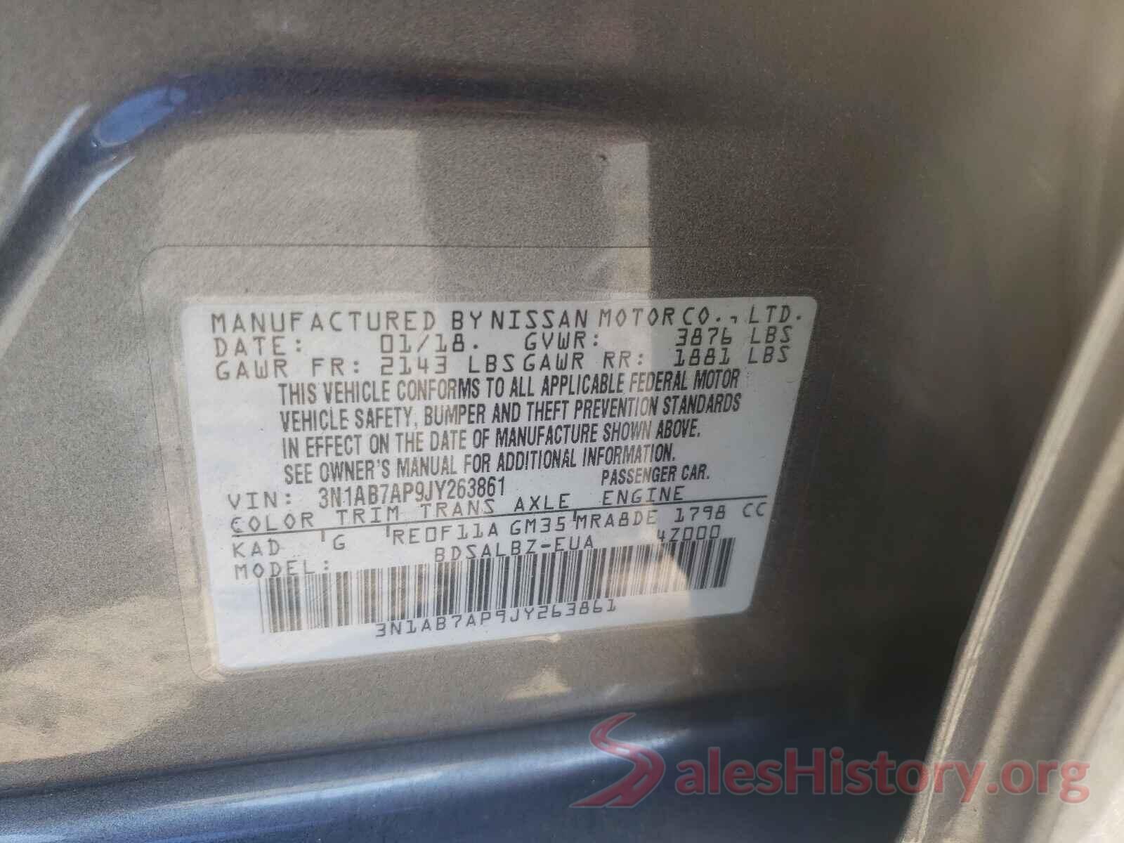 3N1AB7AP9JY263861 2018 NISSAN SENTRA