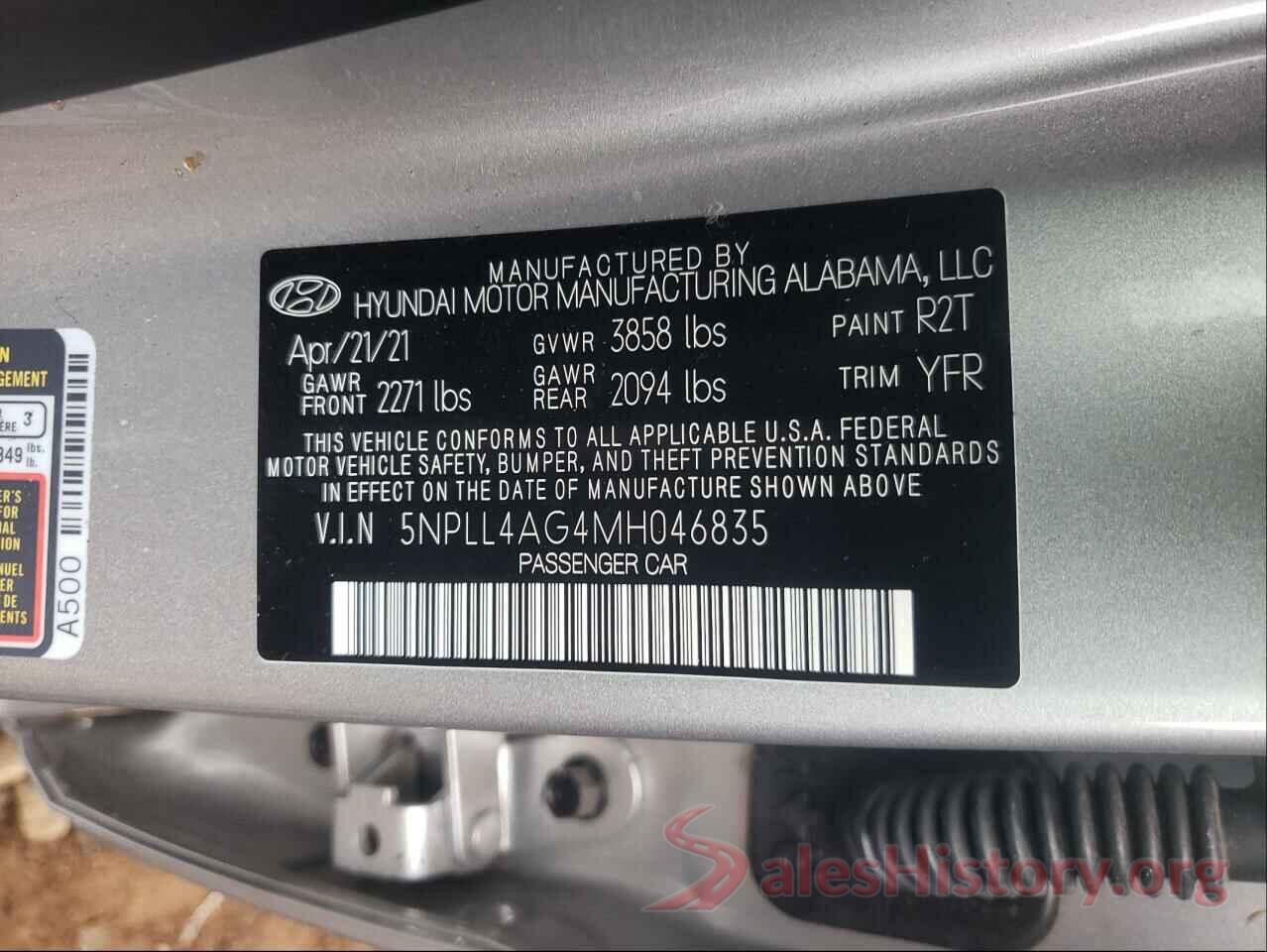 5NPLL4AG4MH046835 2021 HYUNDAI ELANTRA