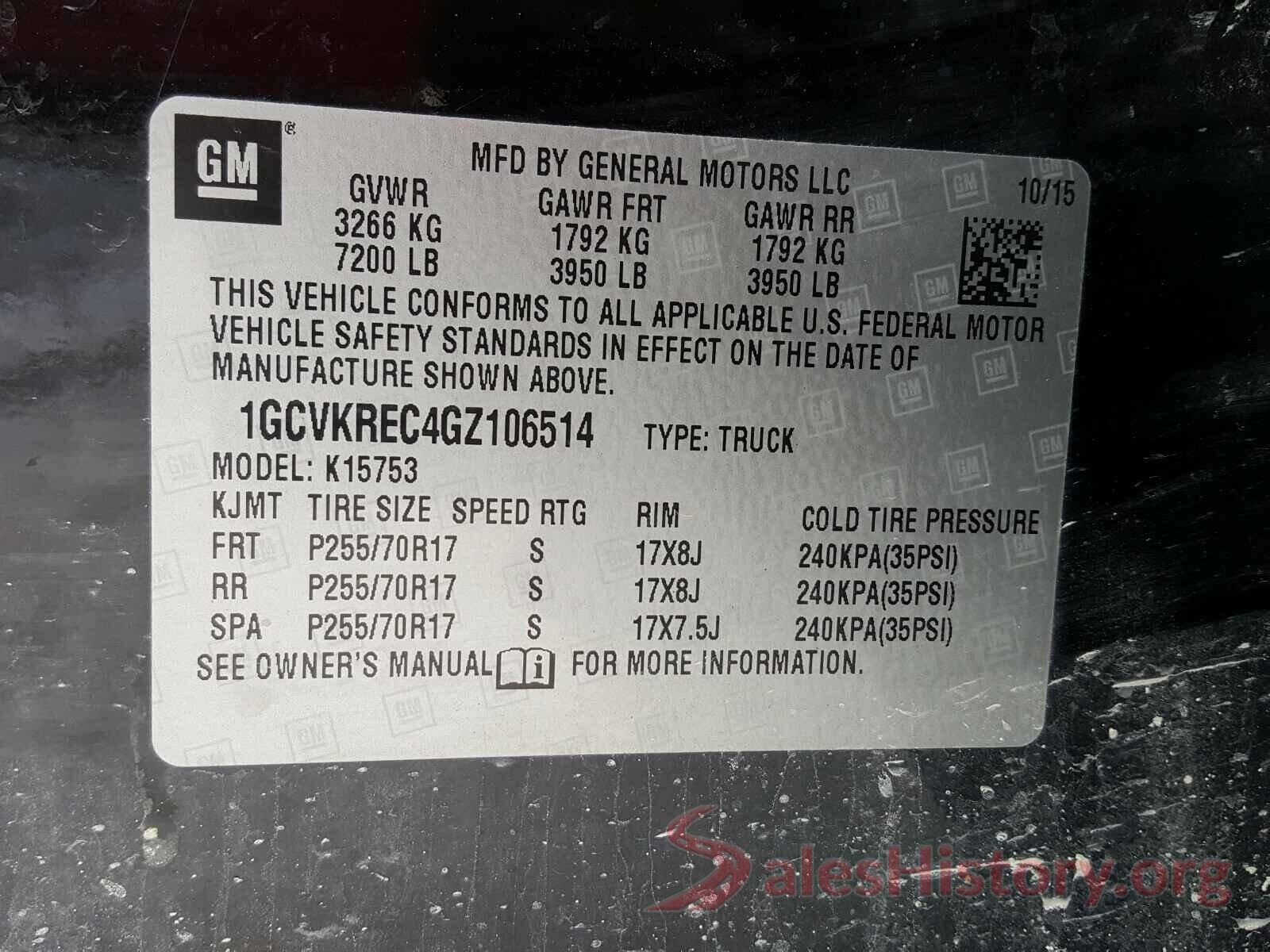 1GCVKREC4GZ106514 2016 CHEVROLET SILVERADO