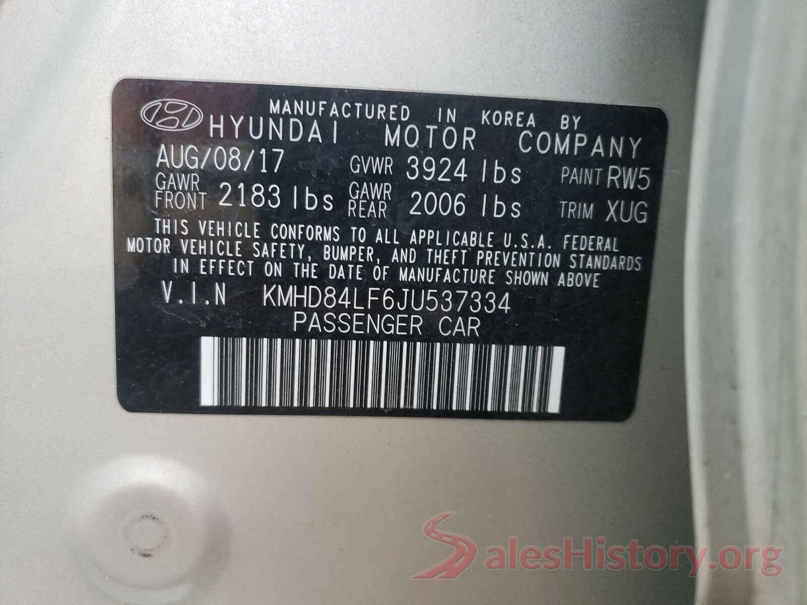 KMHD84LF6JU537334 2018 HYUNDAI ELANTRA