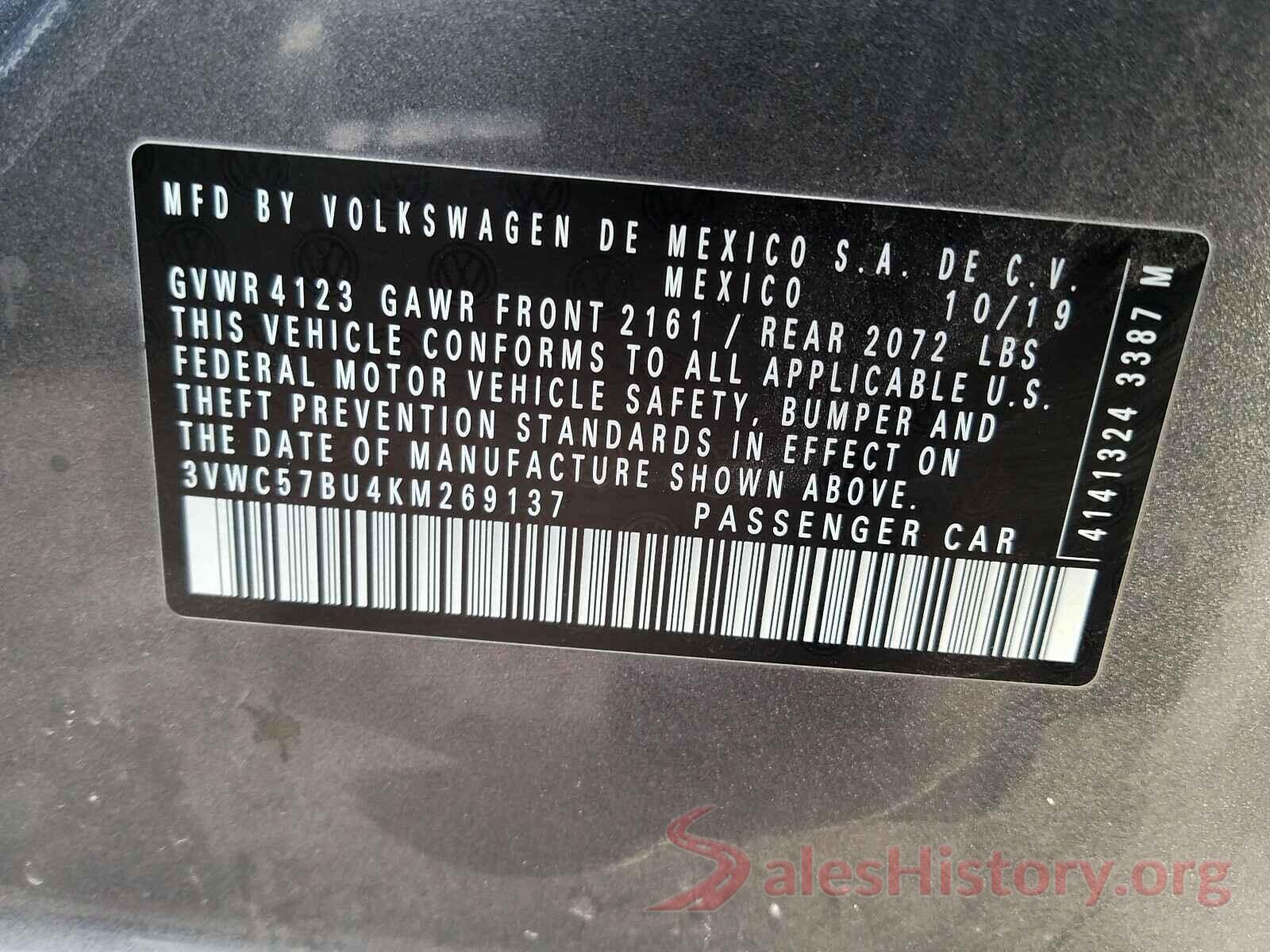 3VWC57BU4KM269137 2019 VOLKSWAGEN JETTA