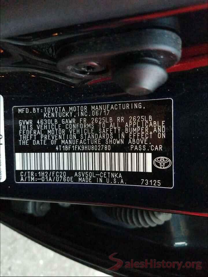 4T1BF1FK9HU802780 2017 TOYOTA CAMRY