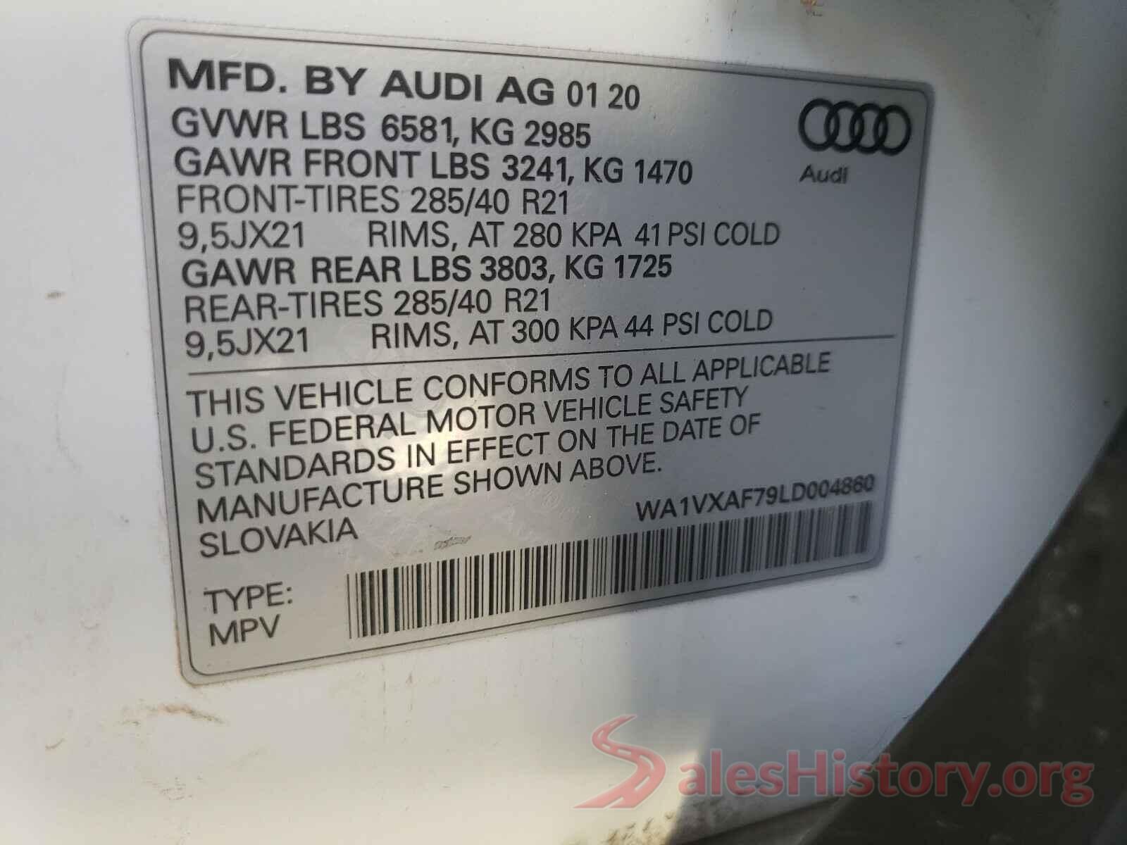 WA1VXAF79LD004860 2020 AUDI Q7