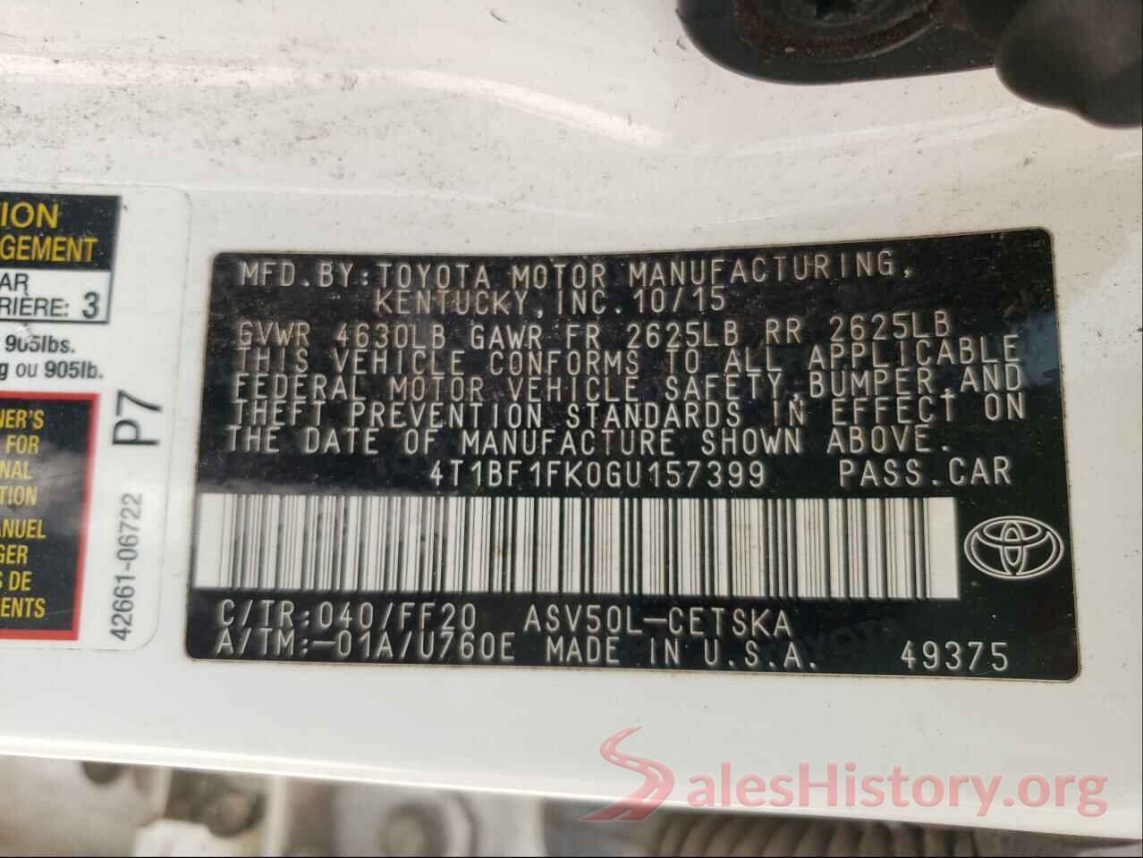 4T1BF1FK0GU157399 2016 TOYOTA CAMRY