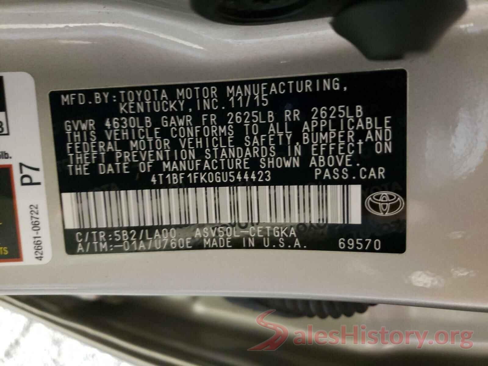 4T1BF1FK0GU544423 2016 TOYOTA CAMRY