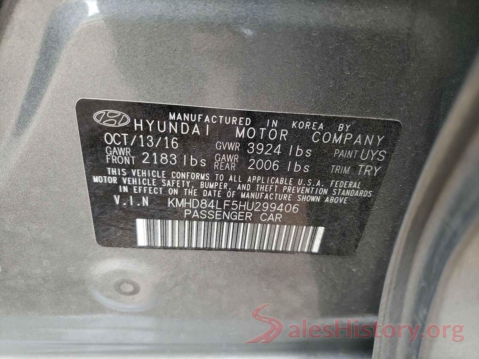 KMHD84LF5HU299406 2017 HYUNDAI ELANTRA