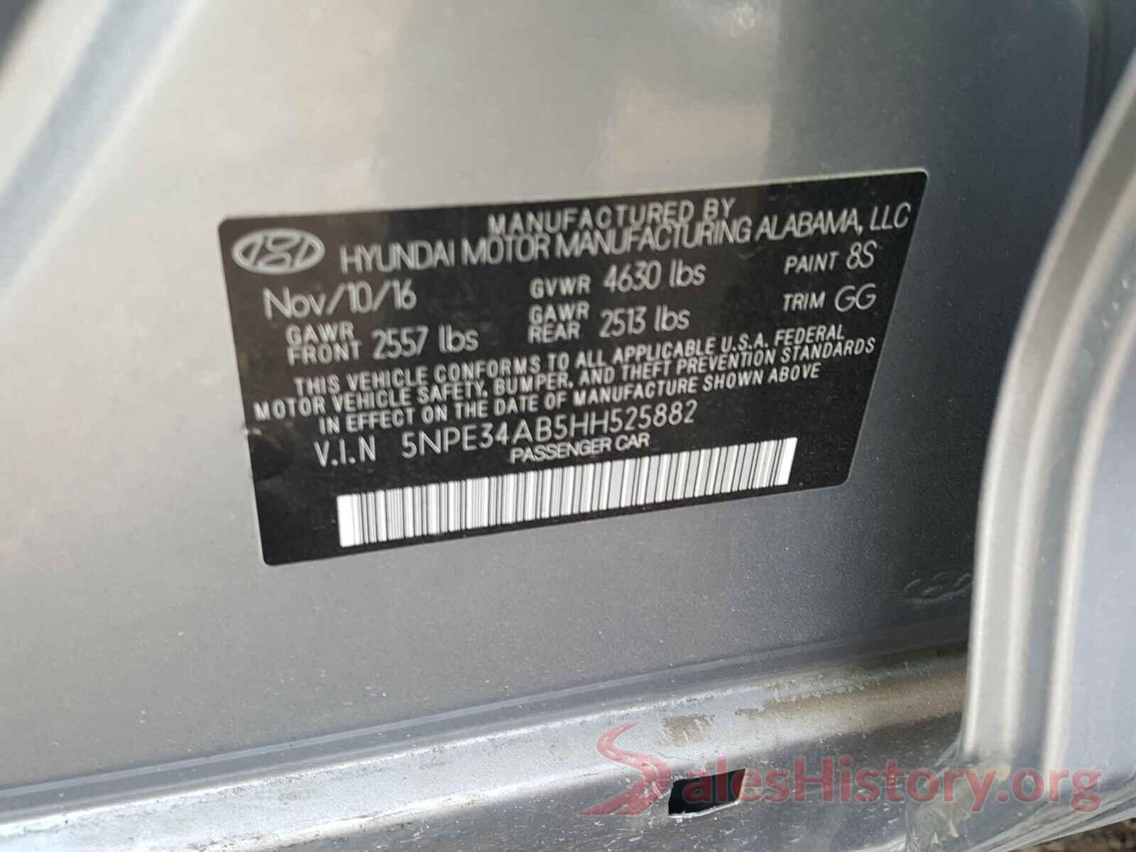 5NPE34AB5HH525882 2017 HYUNDAI SONATA