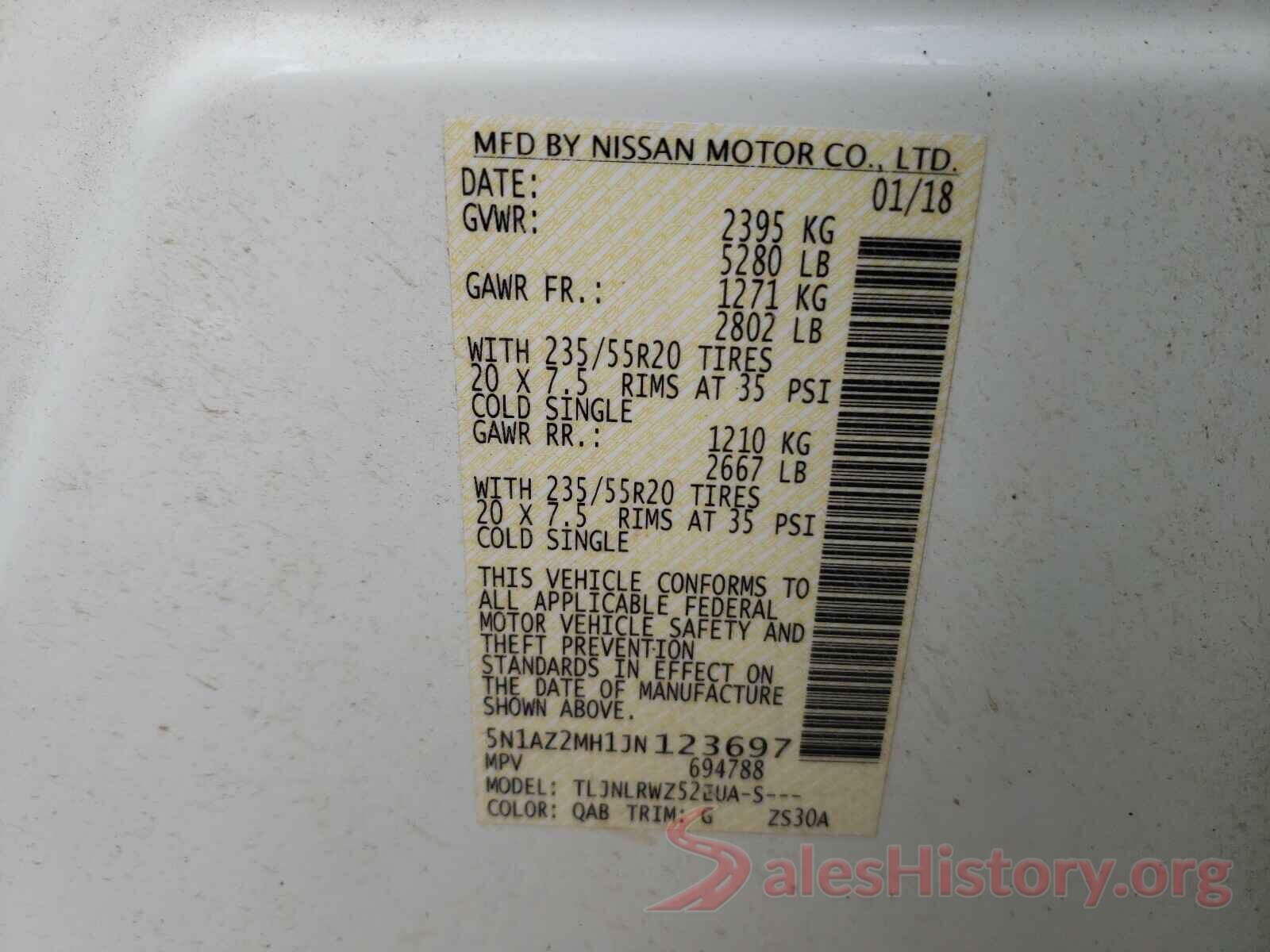 5N1AZ2MH1JN123697 2018 NISSAN MURANO