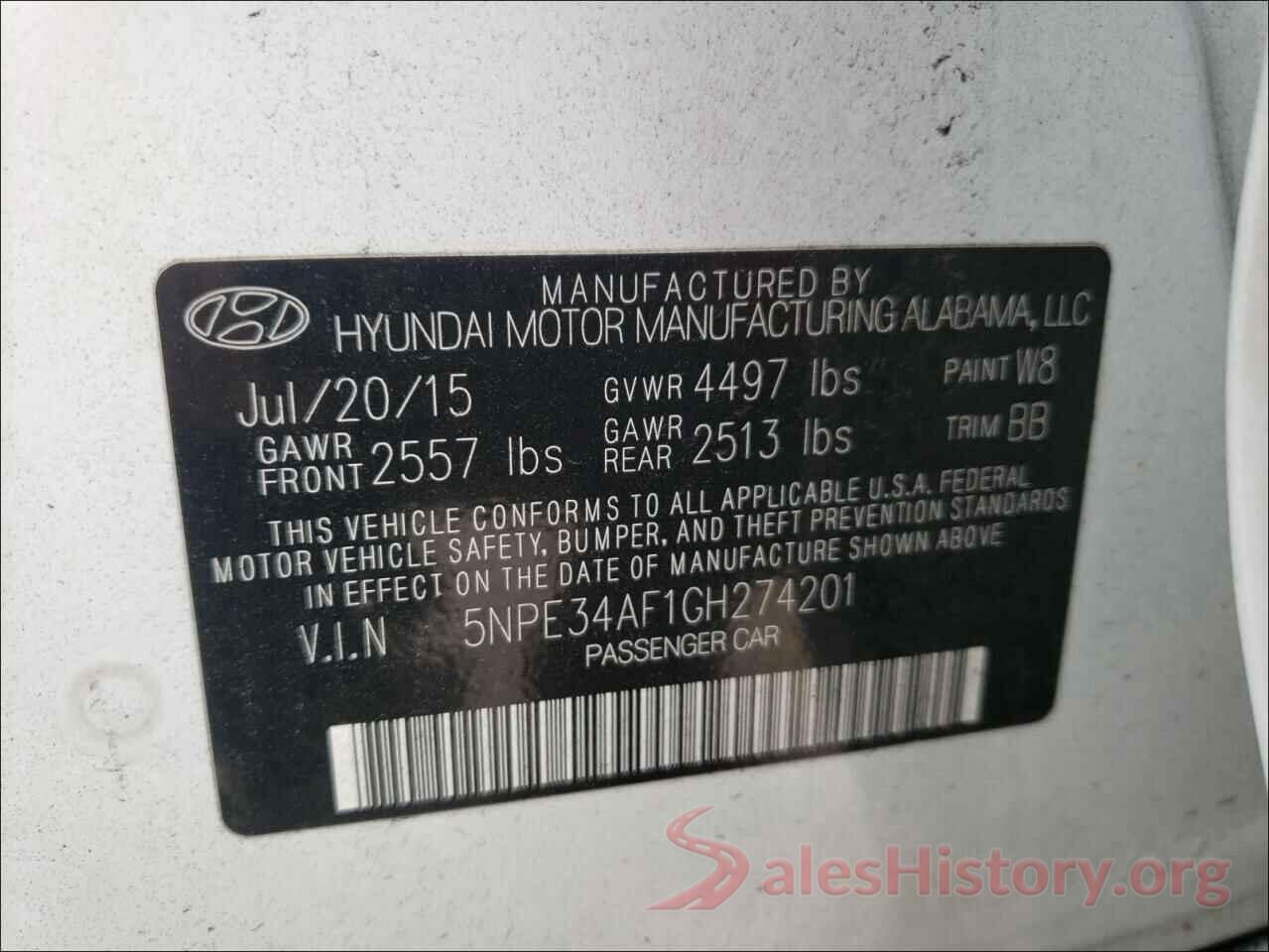 5NPE34AF1GH274201 2016 HYUNDAI SONATA