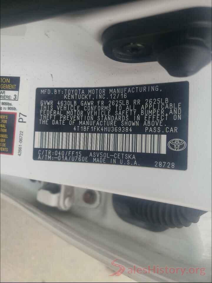 4T1BF1FK4HU369384 2017 TOYOTA CAMRY