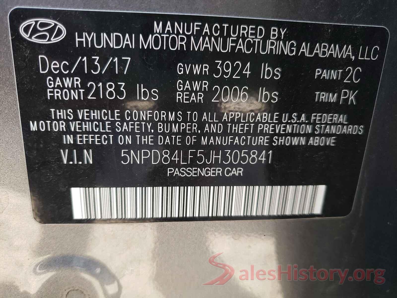 5NPD84LF5JH305841 2018 HYUNDAI ELANTRA