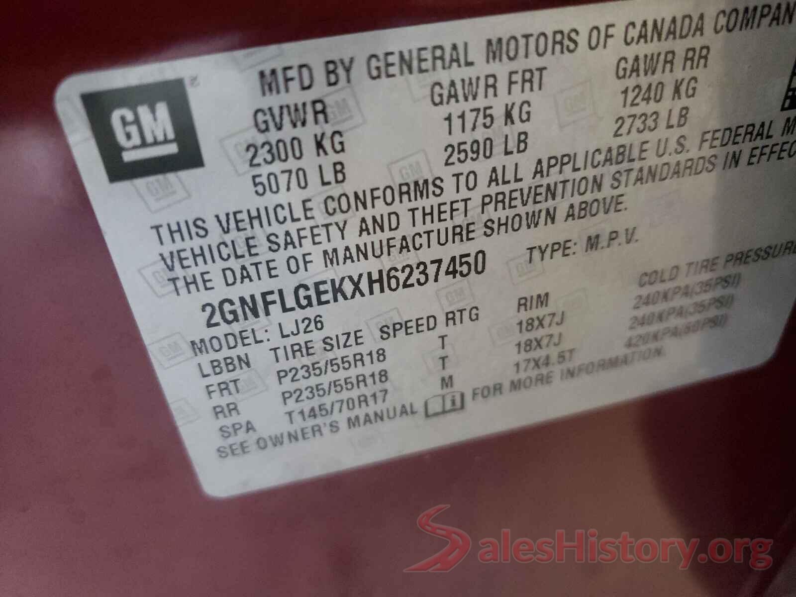 2GNFLGEKXH6237450 2017 CHEVROLET EQUINOX